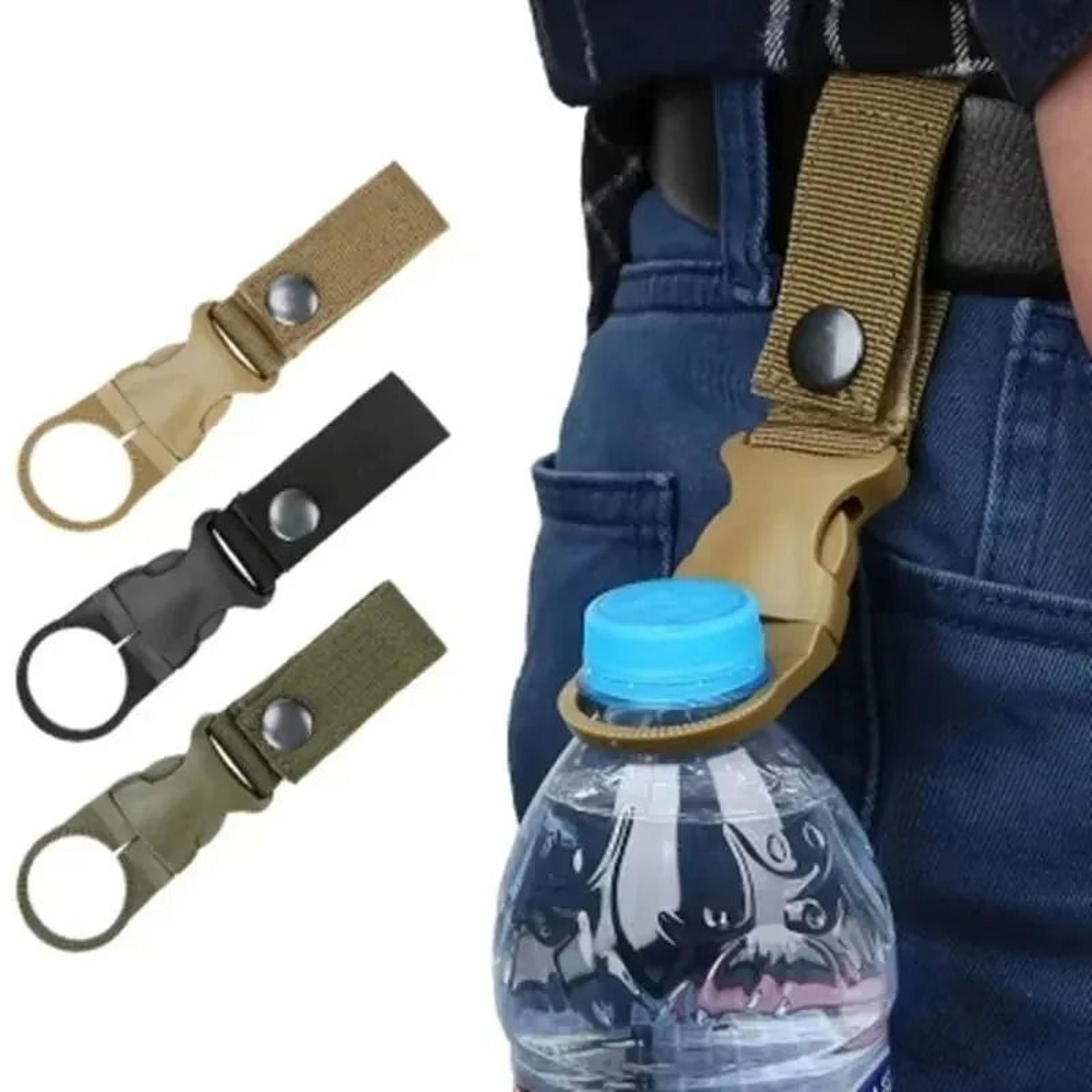 tactical nylon webbing carabiner clip and water bottle belt hanger
