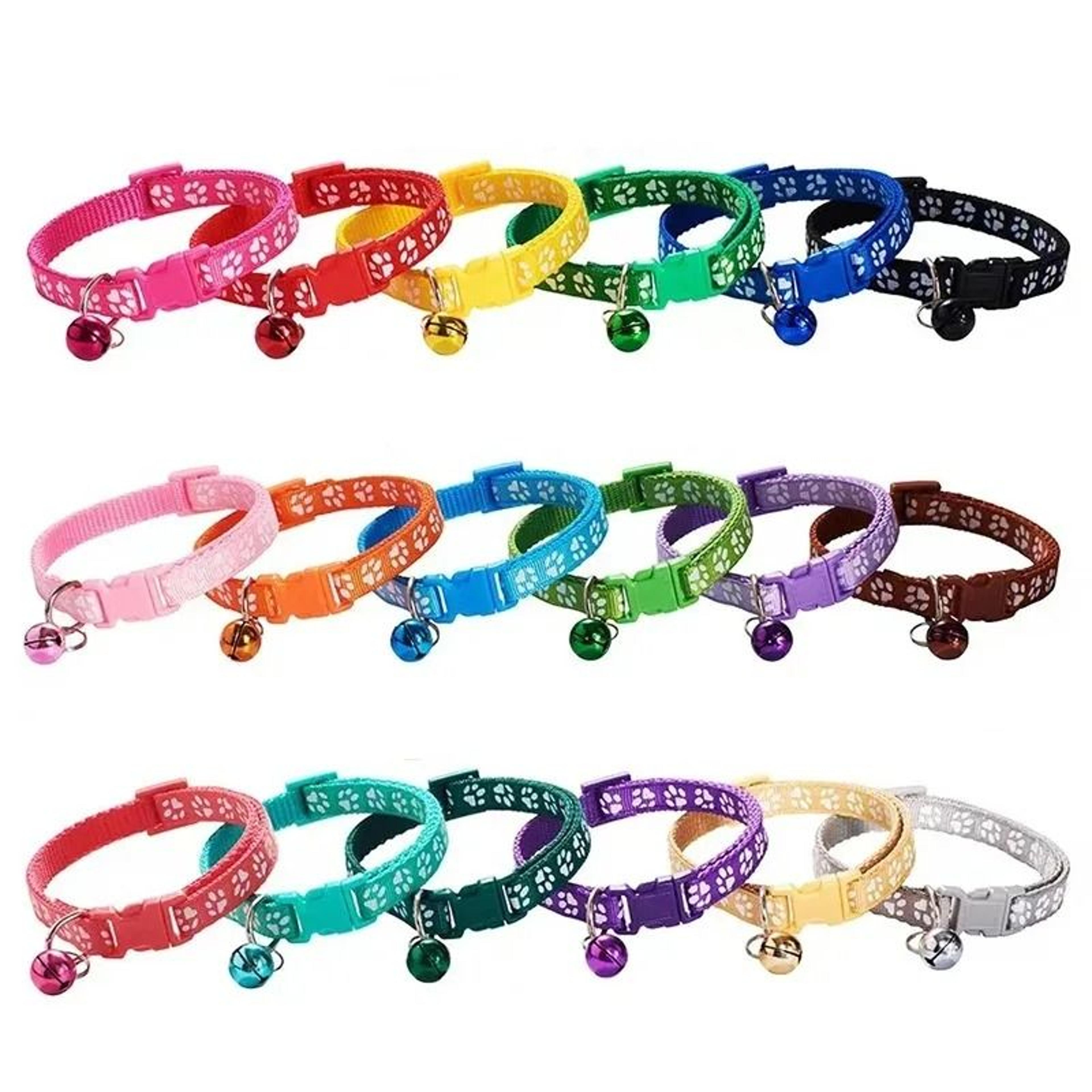 adjustable cartoon paw print pet collar with jingle bell for cats and small dogs