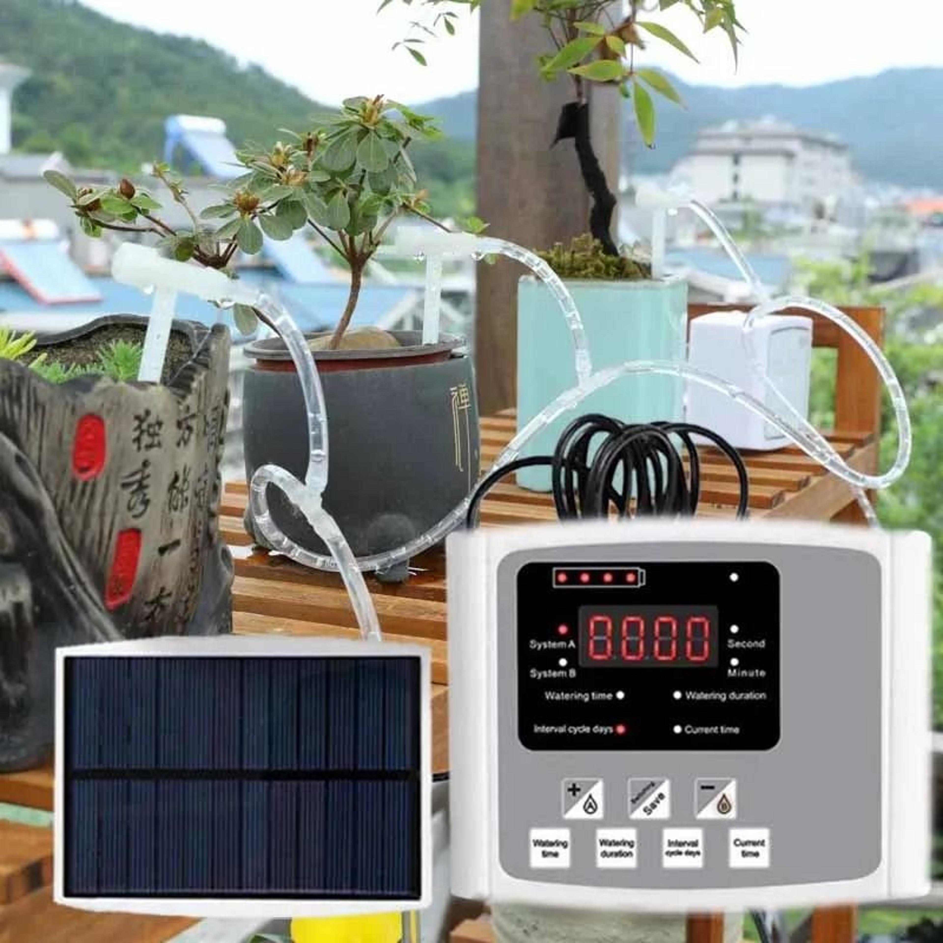 solar-powered intelligent automatic double pump drip irrigation controller with adjustable valves