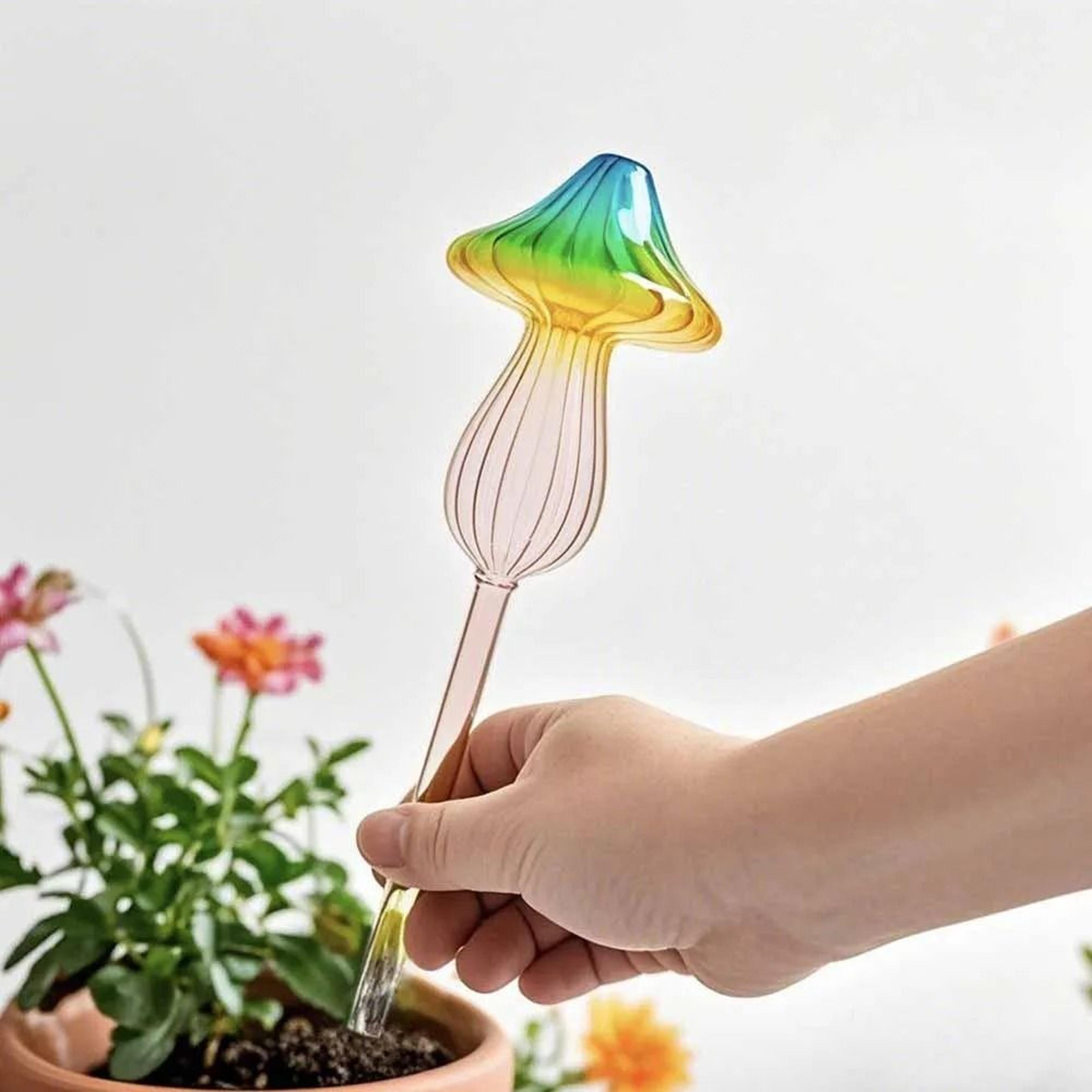glass automatic self-watering globe dripper spikes for indoor plants and garden flowers (1 or 2 pack)