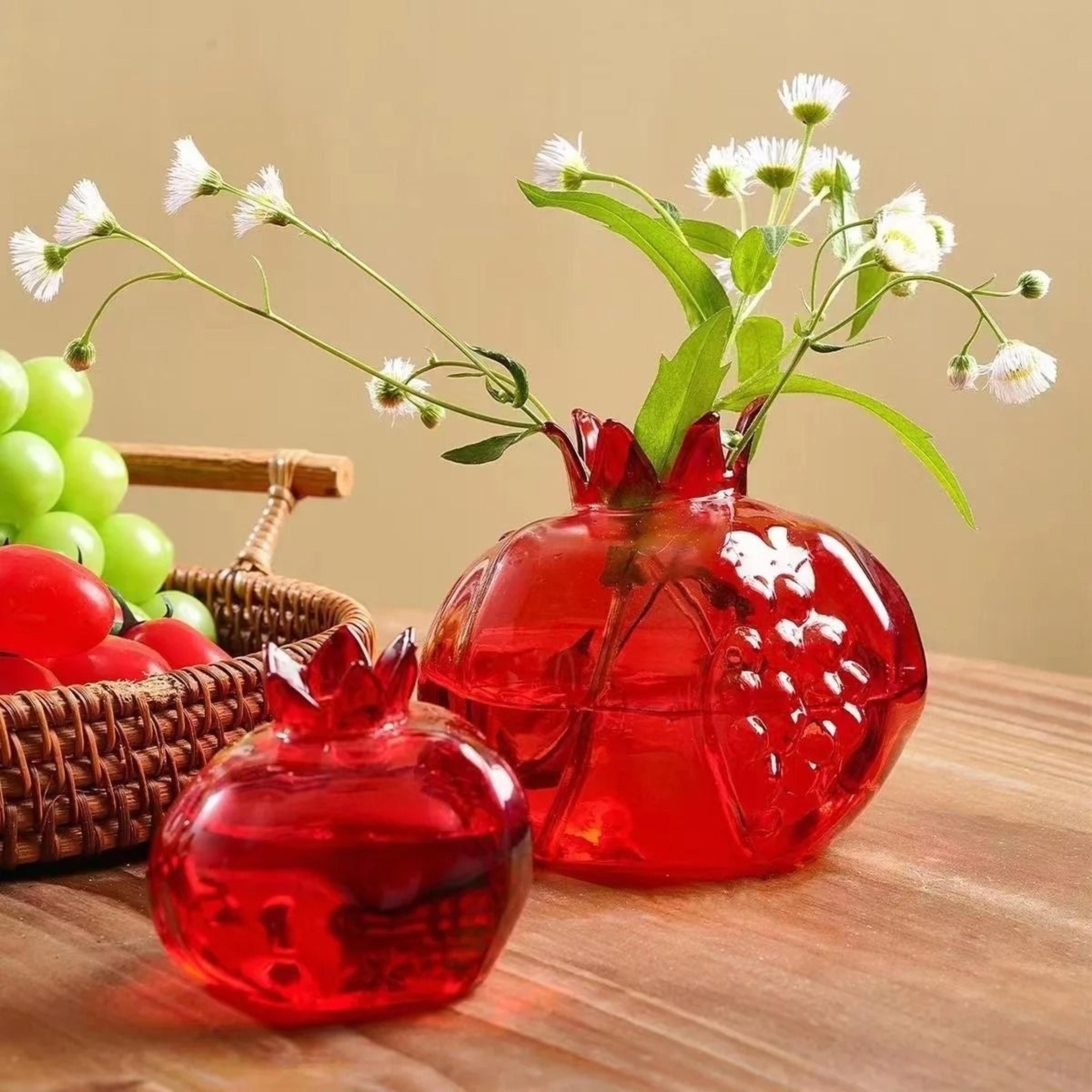 creative pomegranate hydroponic glass vase – mini desktop decor for dried flowers & terrariums