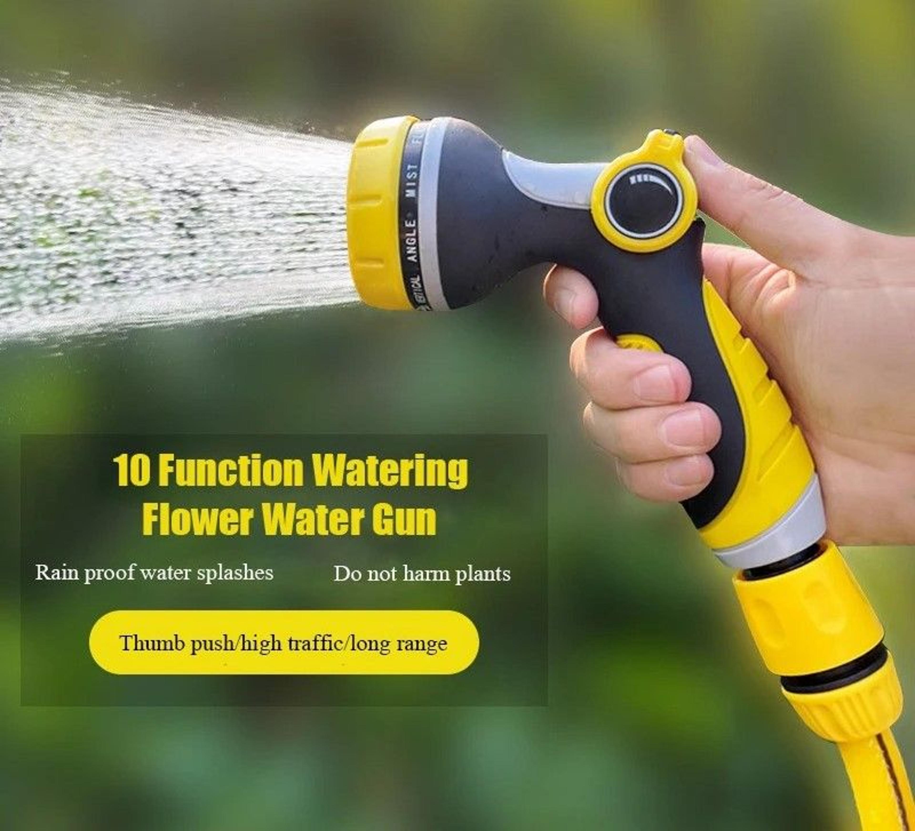 32.8 foot garden irrigation hose and 10 mode high pressure spray gun set