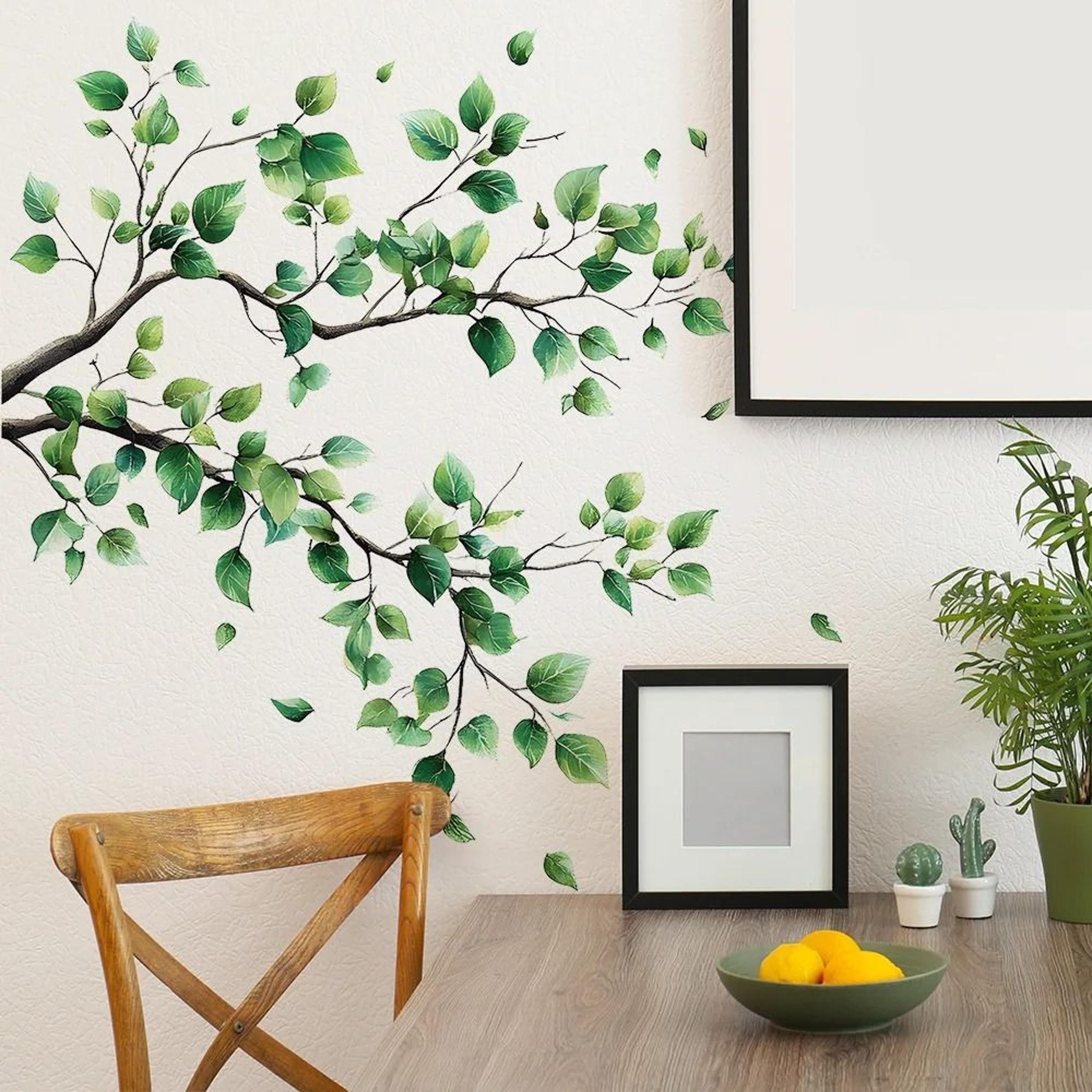 branches and leaves wall sticker – self adhesive botanical decal for bathroom, toilet, living room, and cabinets