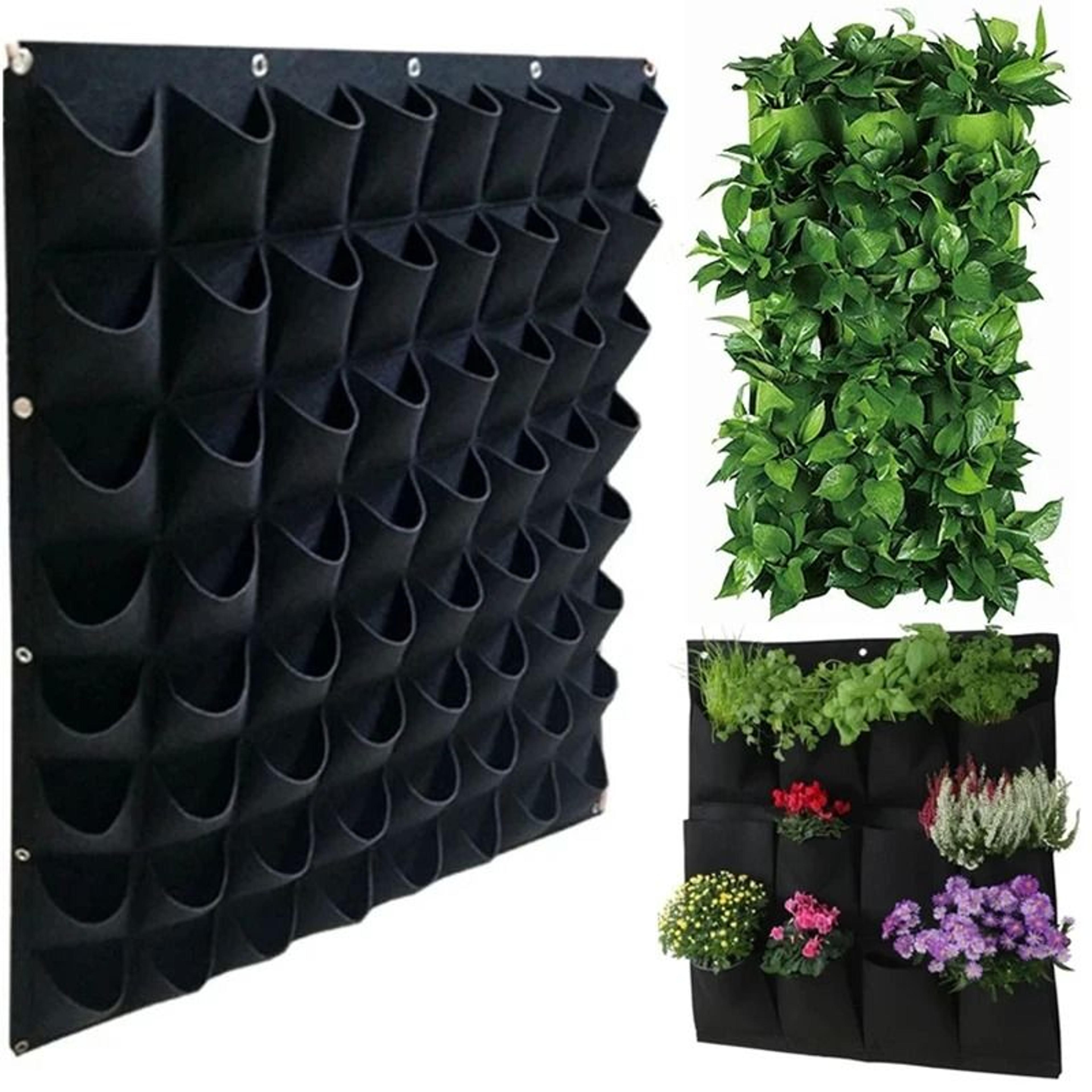39.4 x 39.4 inch green vertical wall hanging grow bags for vegetables & plants (36 or 72 pockets)