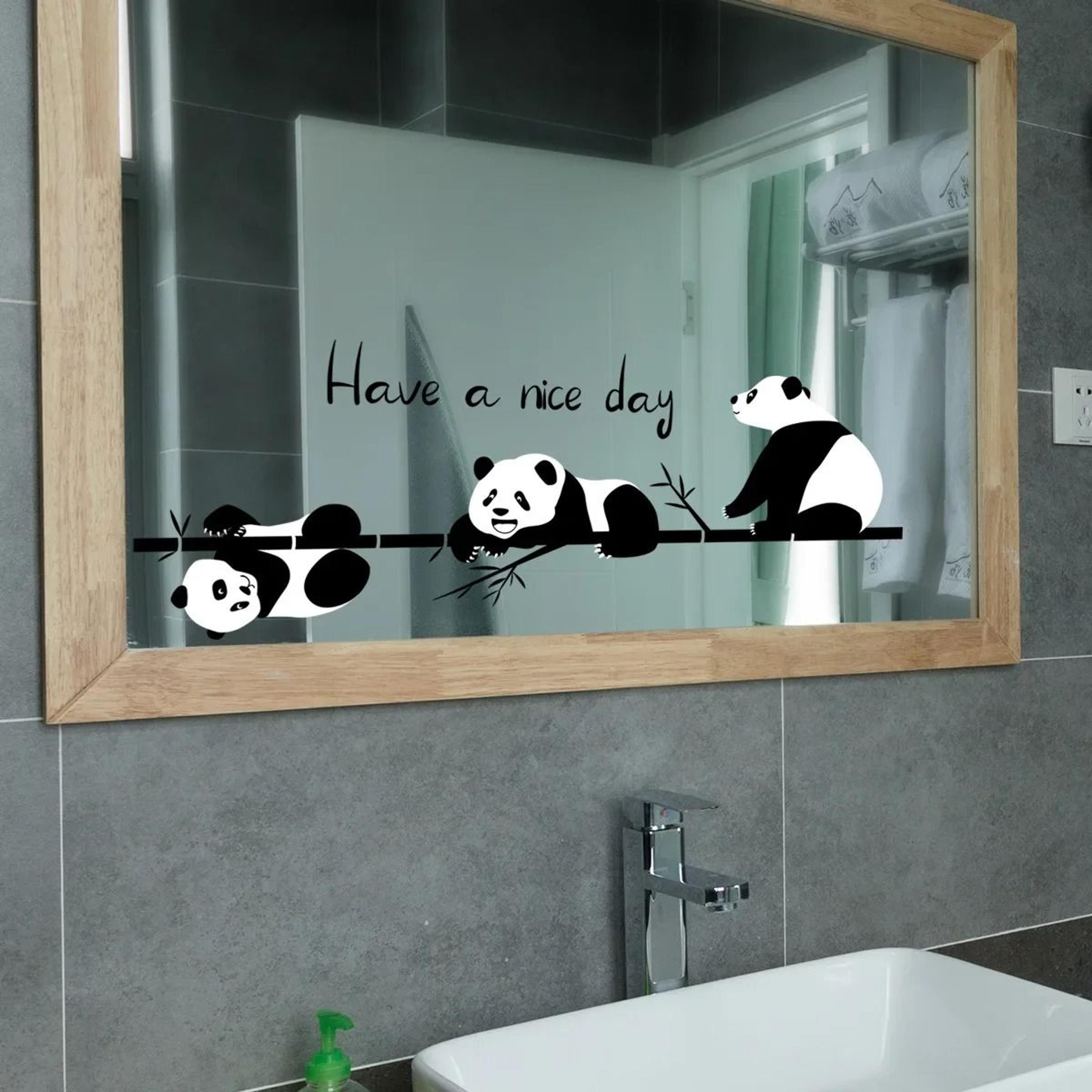 cartoon animal switch sticker – bamboo three pandas wall sticker for glass, window, and mirror decor