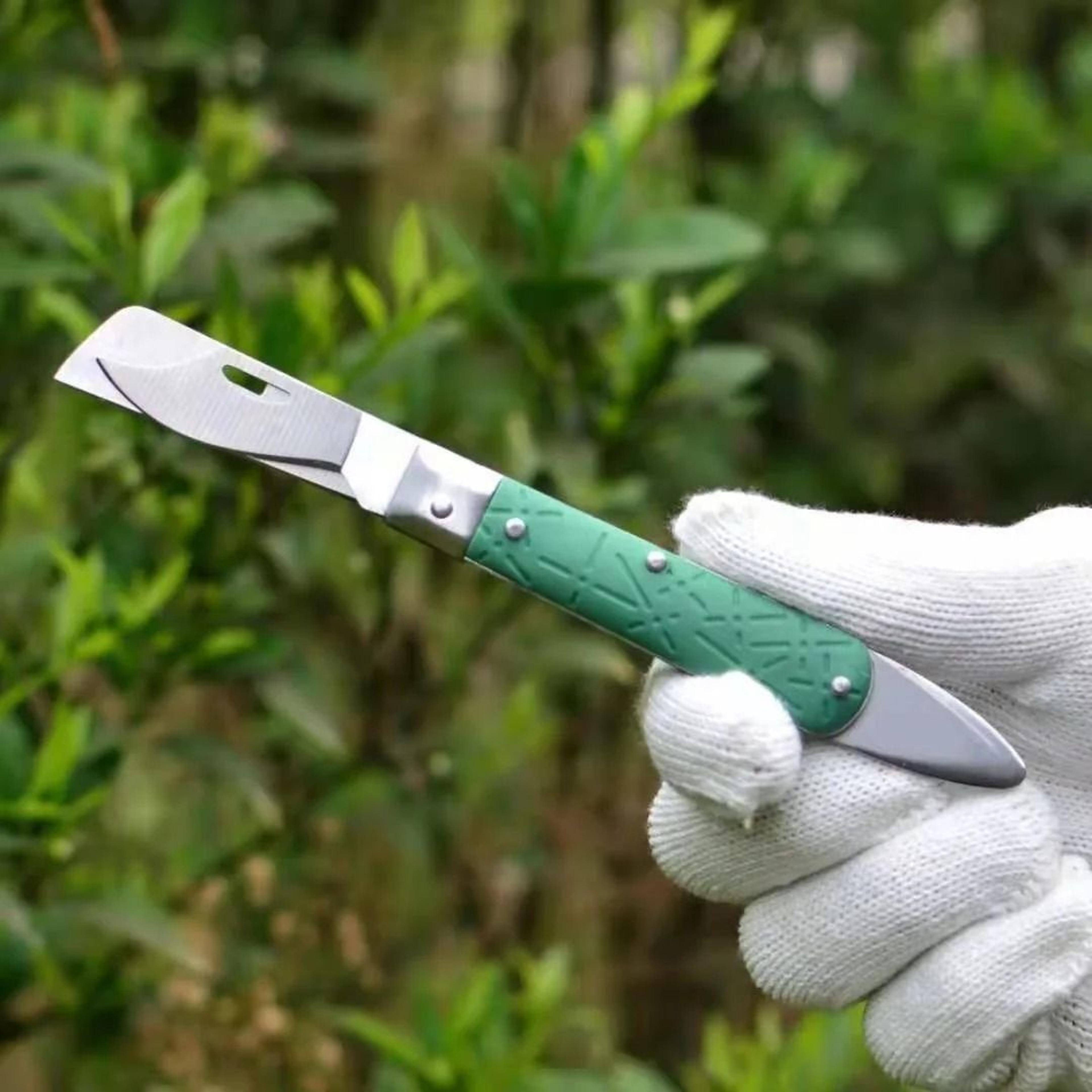 dual blade stainless steel multi-functional folding grafting knife & budding tool