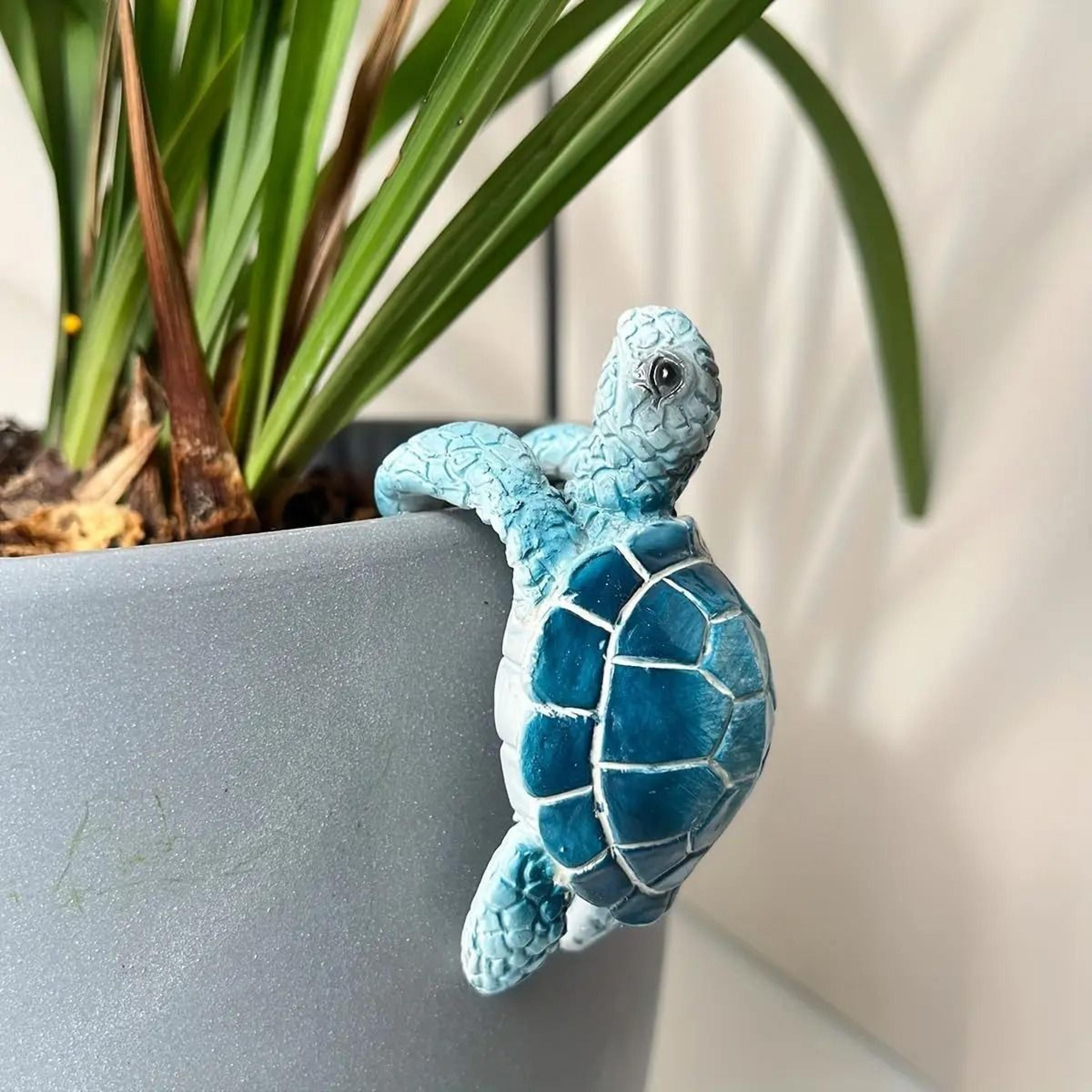 cute little turtle flowerpot hanging ornament – creative resin statue for garden & bonsai decor