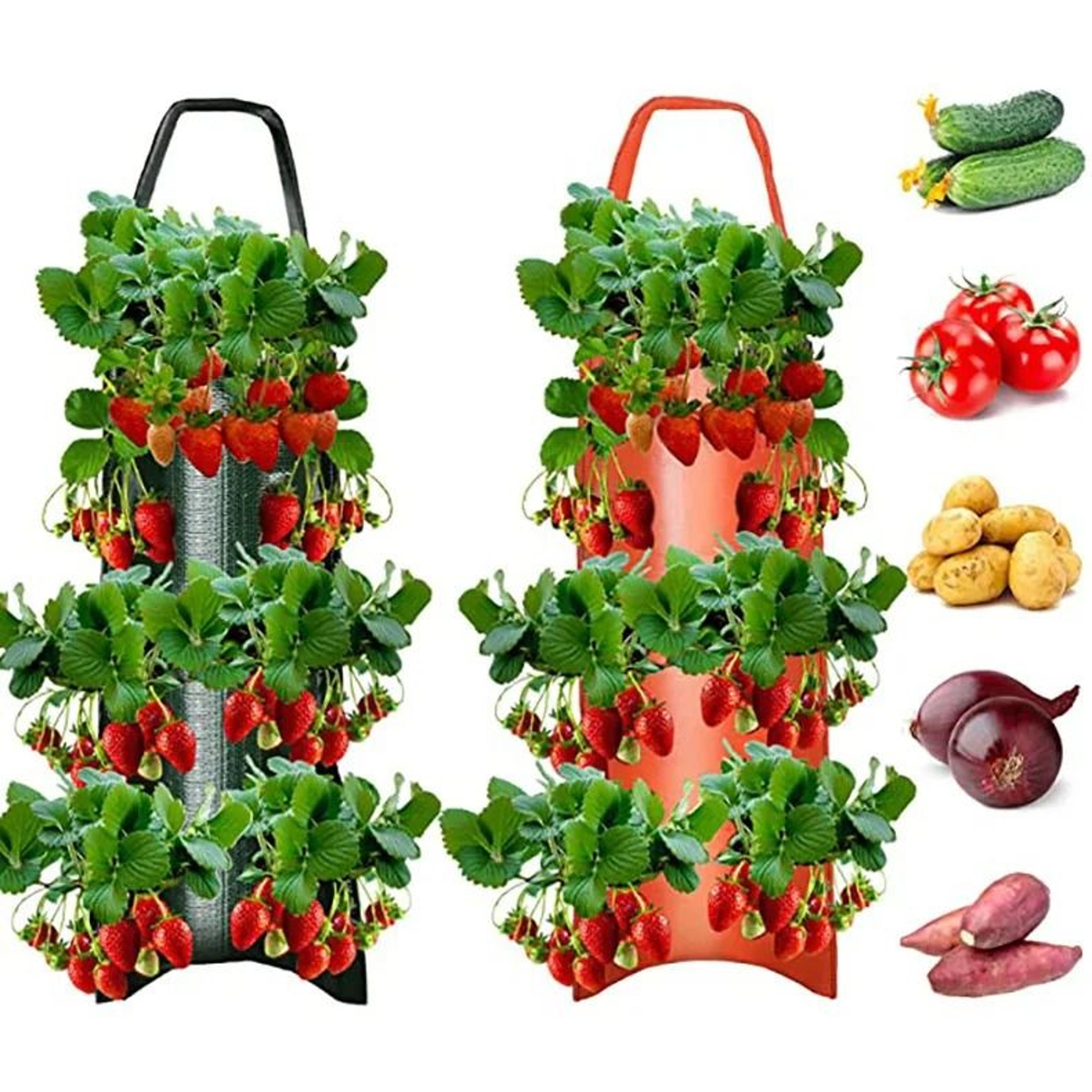 multi function hanging strawberry grow bag – vertical upside down planter for tomatoes, vegetables & flowers