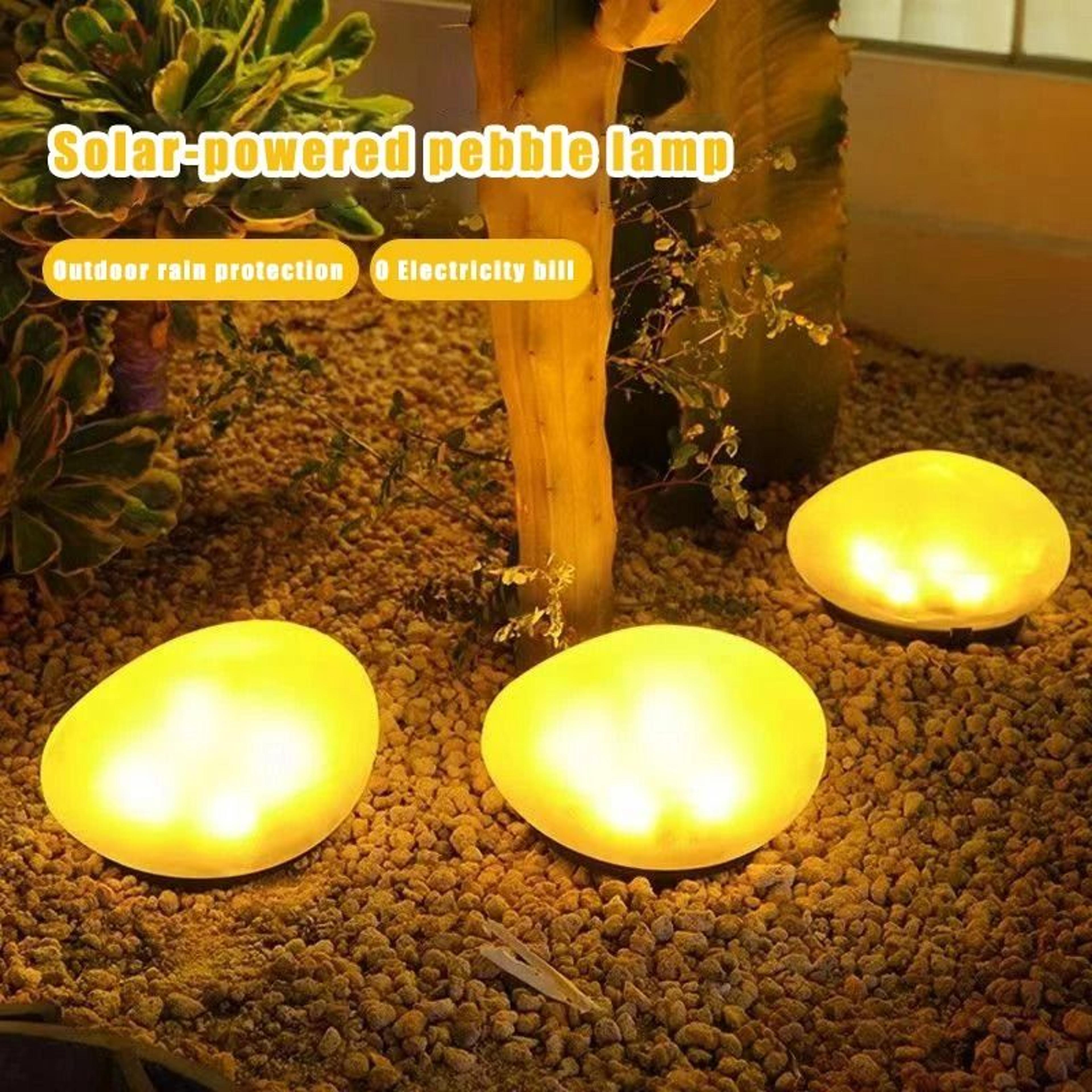garden solar powered stone lights – outdoor waterproof artificial rock landscaping lights for pathway, yard, and lawn de
