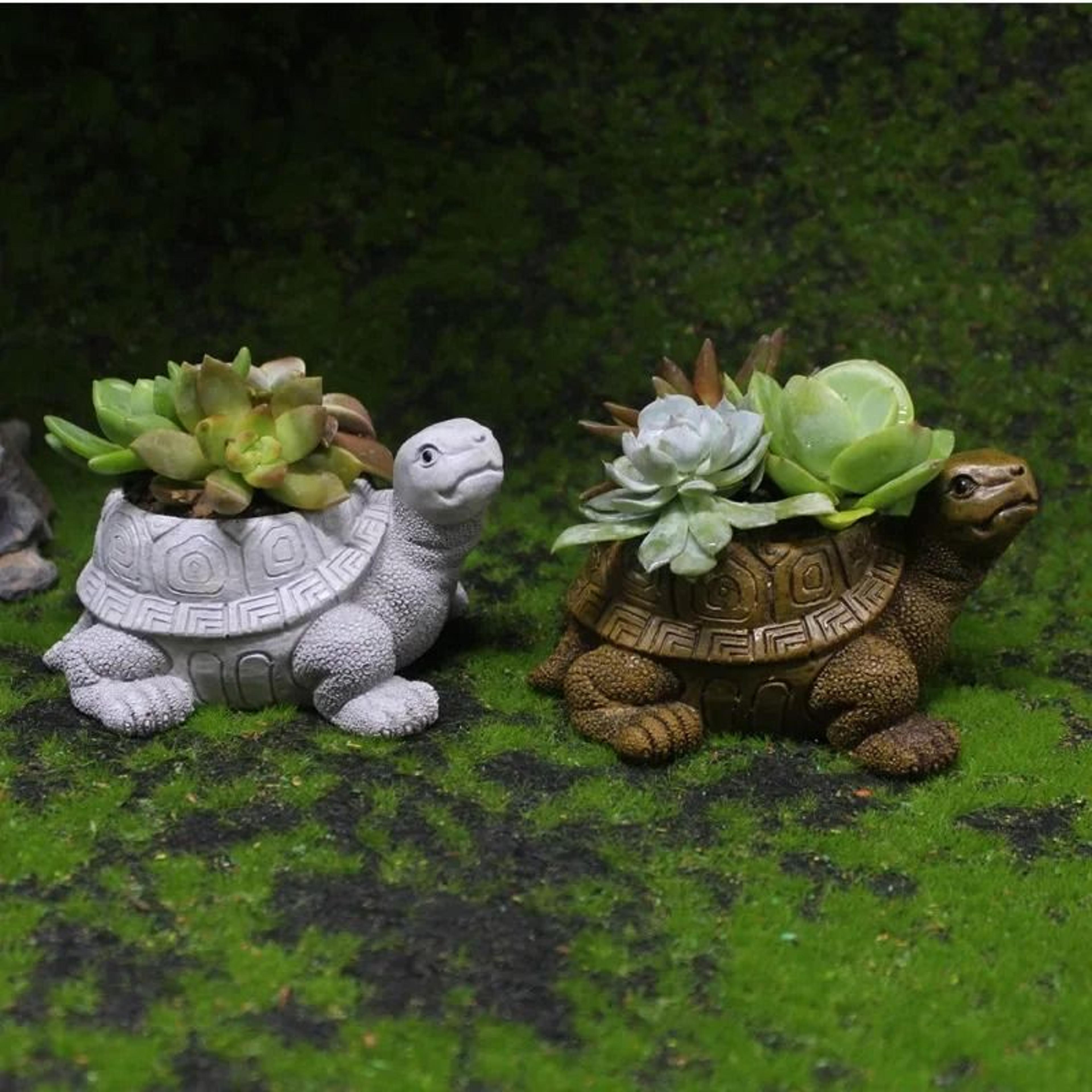 cartoon turtle succulent flower pot – decorative resin micro landscape planter