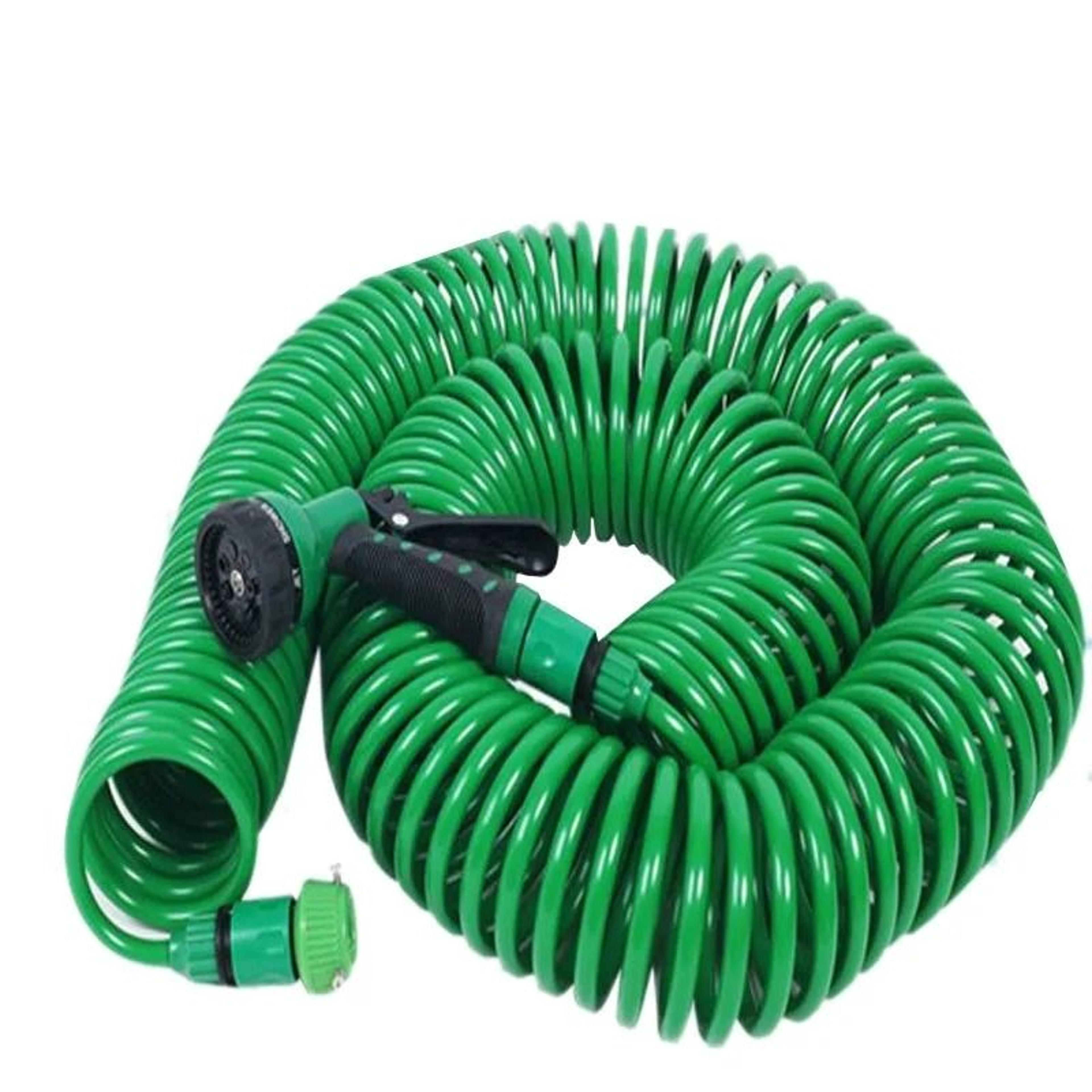 eva coil garden hose set – recoil spring water hose with spray gun