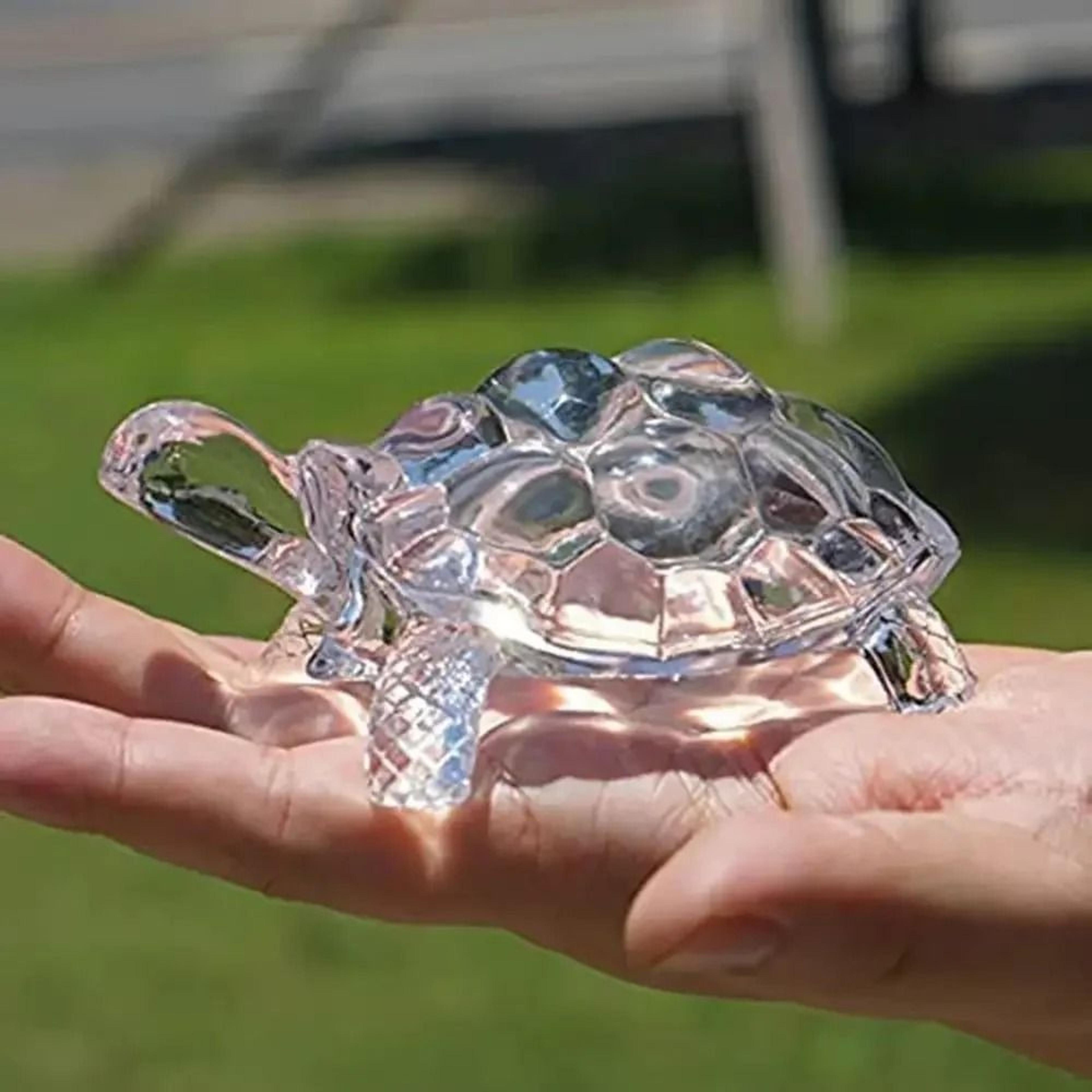 crystal turtle figurine miniature tortoise statue – lucky feng shui desk and aquarium decor