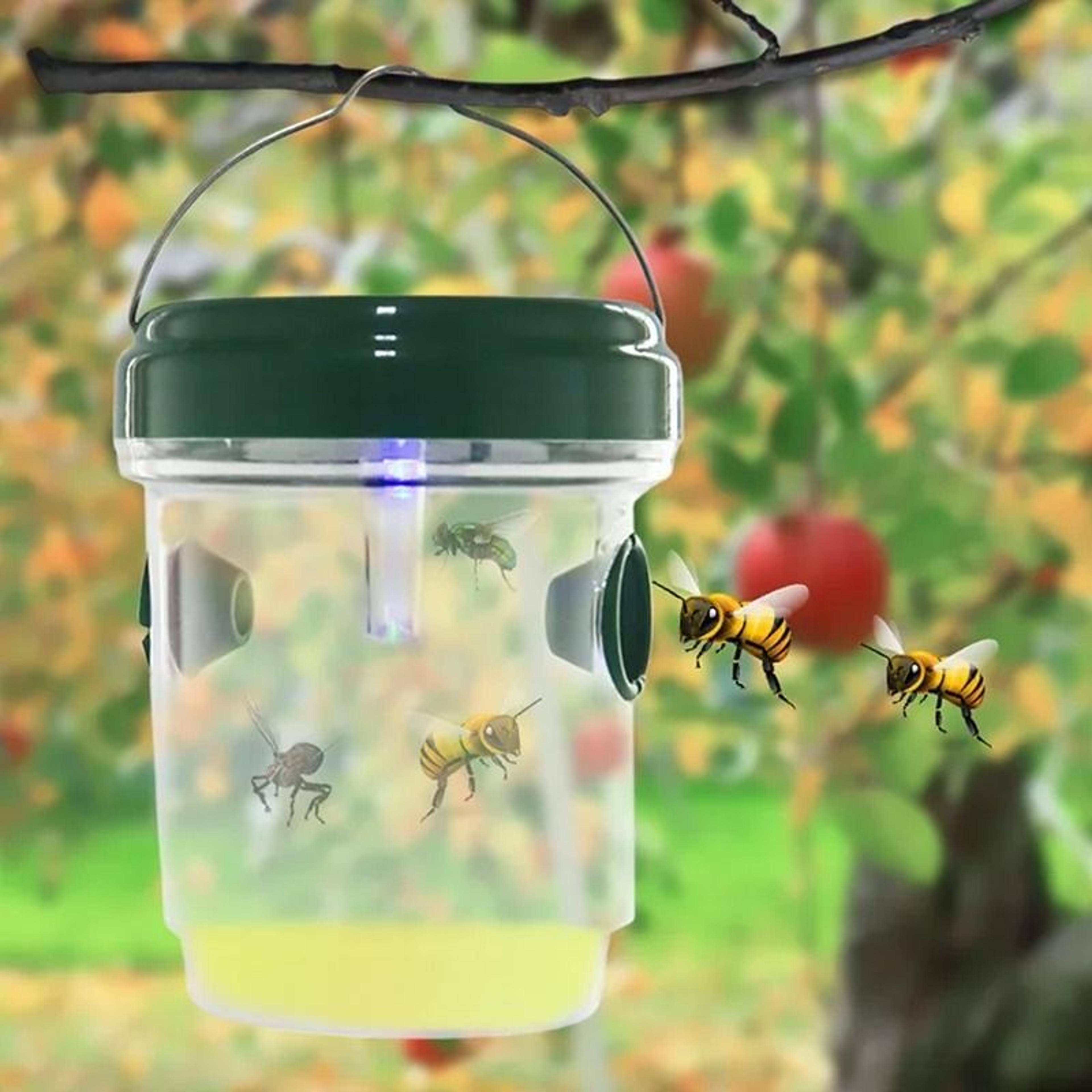 solar led outdoor wasp and fruit fly trap – reusable hanging bee catcher