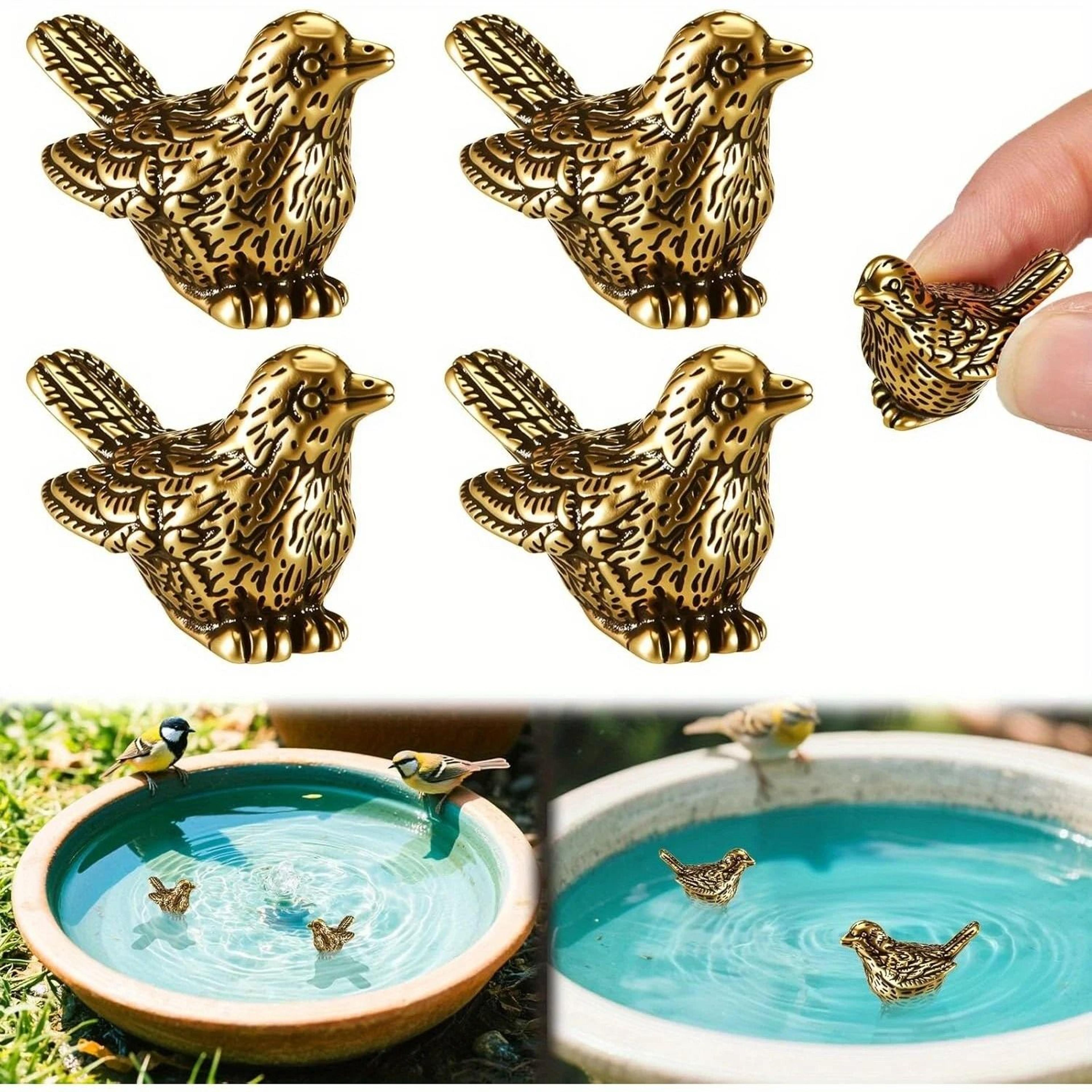 4pcs vintage brass butterfly figurines – mini metal bird bath and garden pond accents