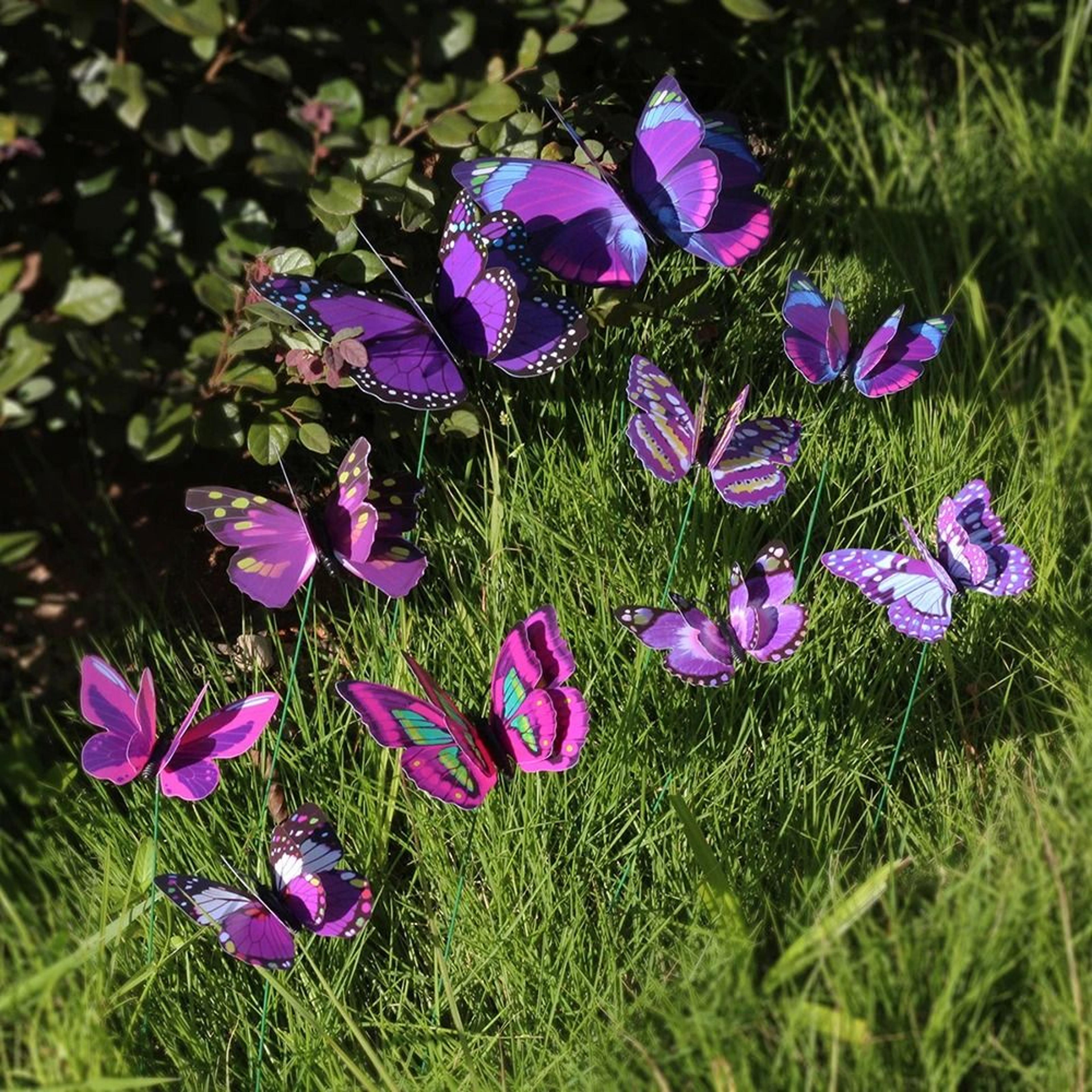 10pcs 3d butterfly garden stakes – waterproof colorful outdoor yard and planter decor