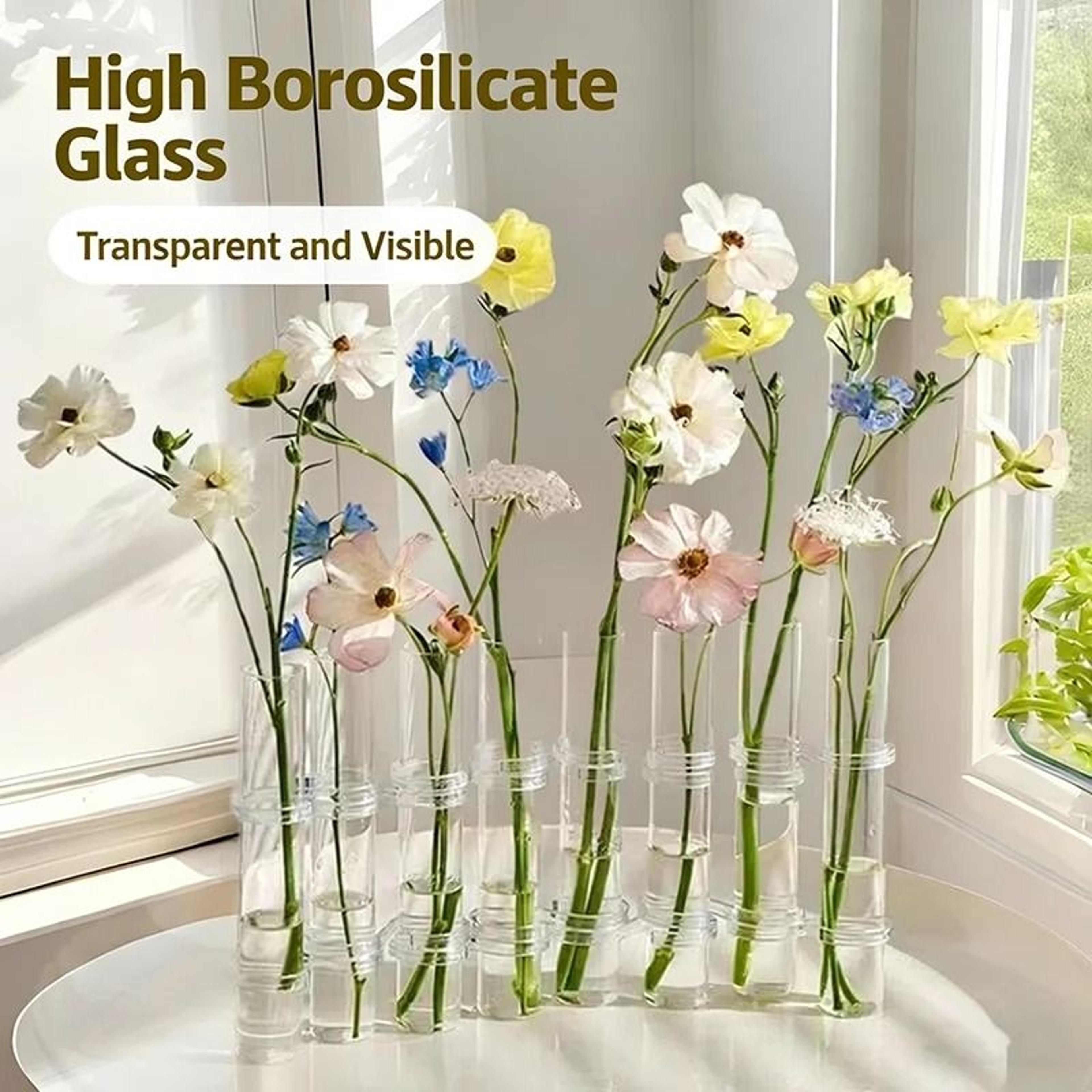 creative stackable transparent glass test tube vase – hydroponic plant holder & floral arrangement display