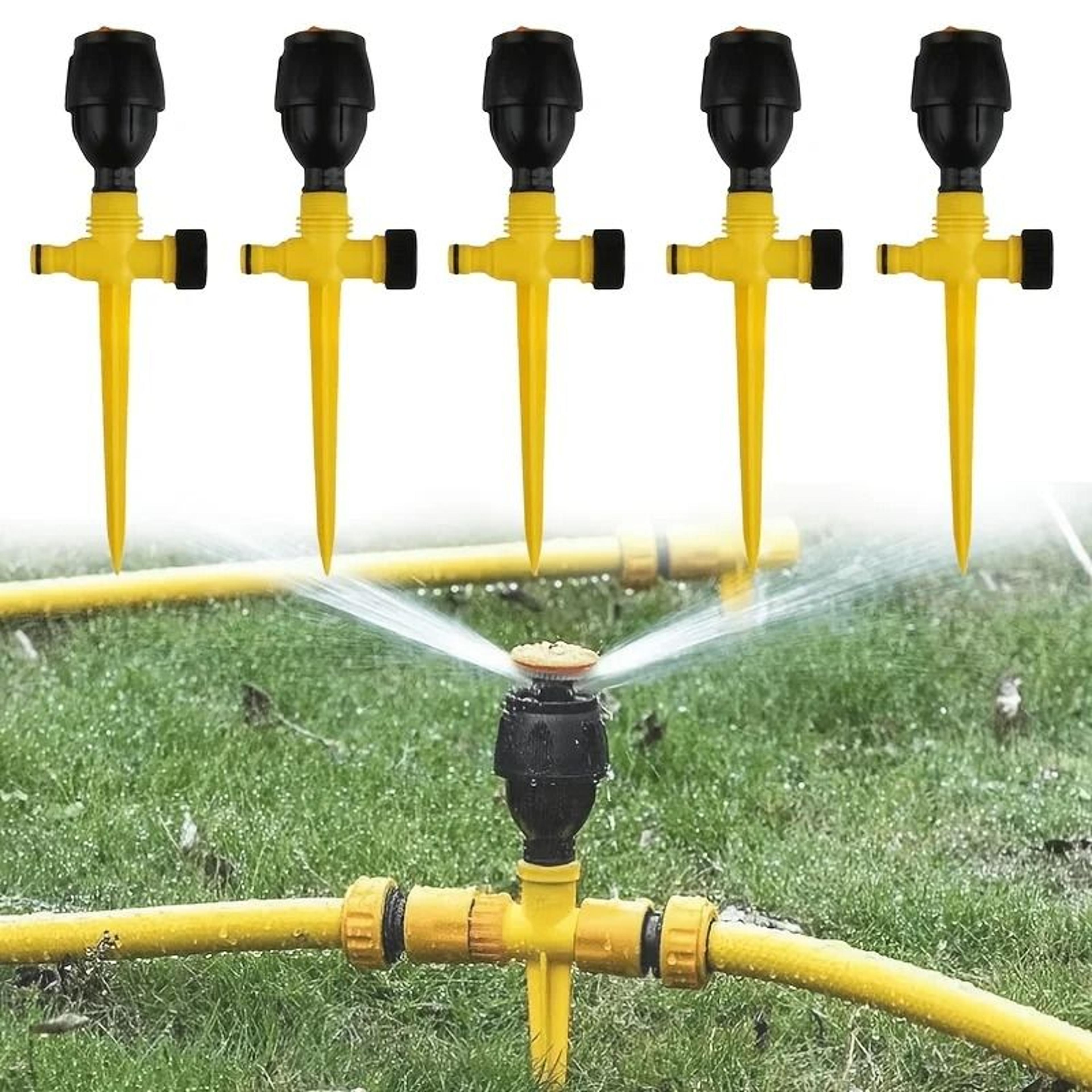 360° automatic rotating lawn sprinkler set – linkable ground spike irrigation sprinkler