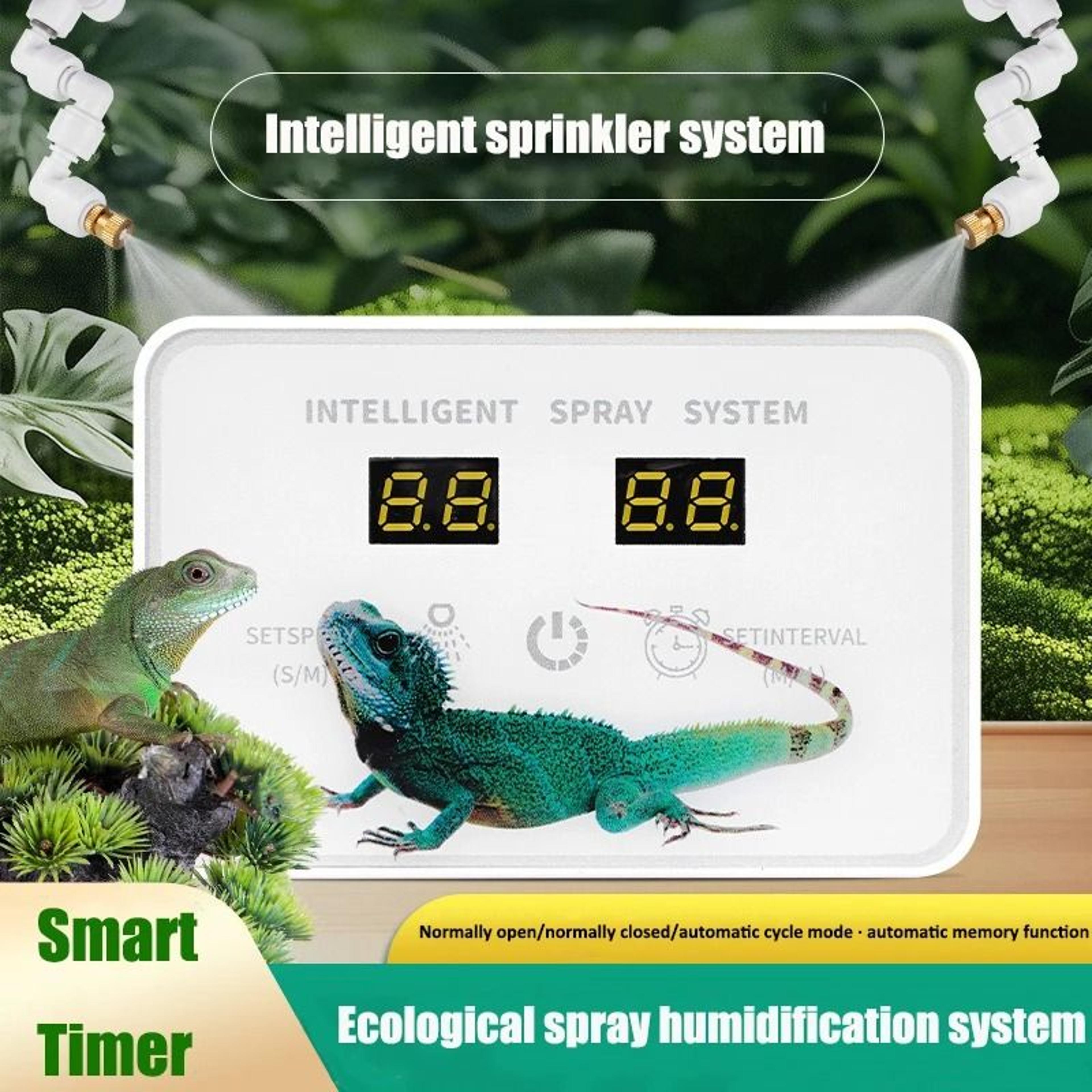 reptile intelligent fogger spray system – electronic timer terrarium humidifier with automatic mist sprinkler kit