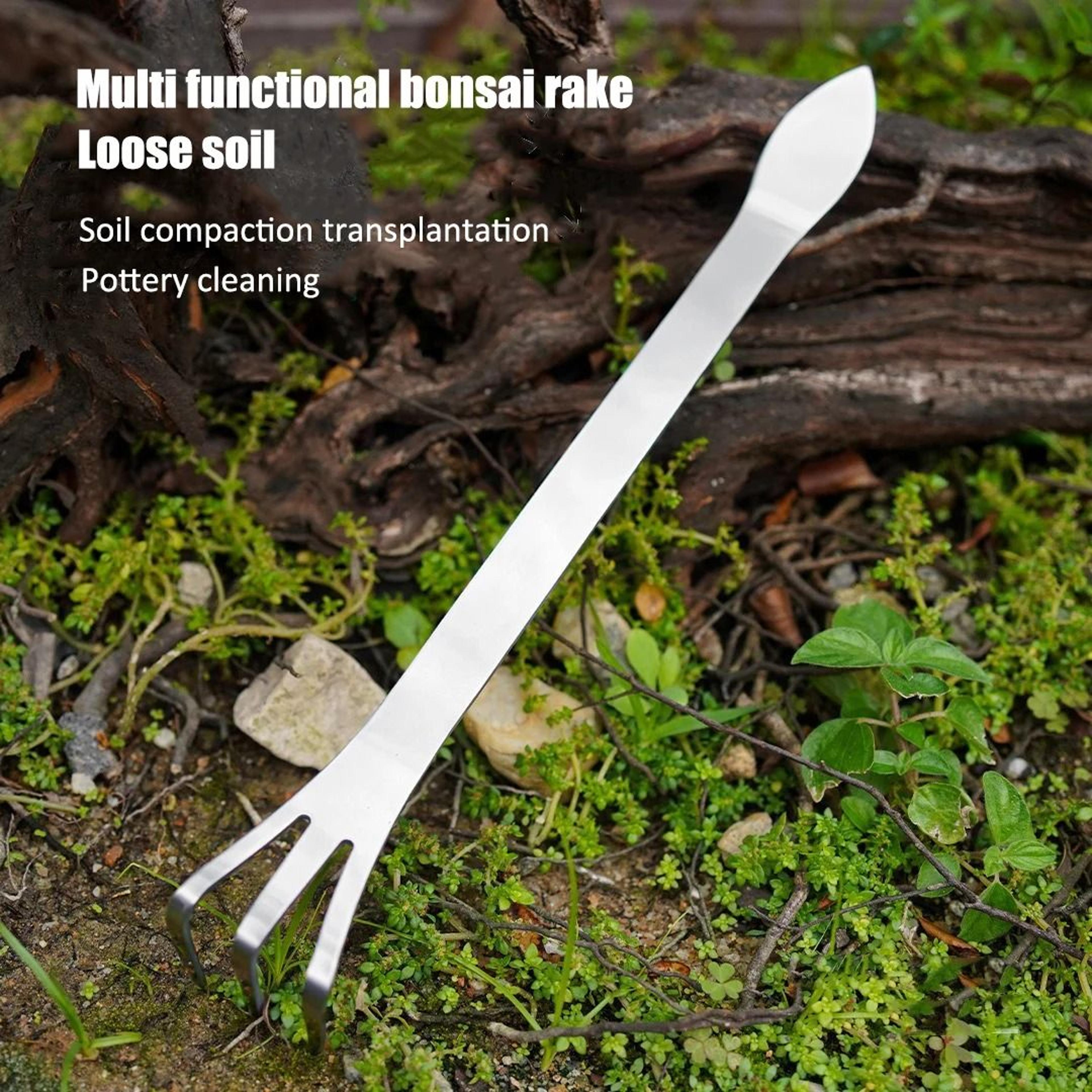 small garden hand rake – three claw soil cultivator and weeding tool for flowerbeds
