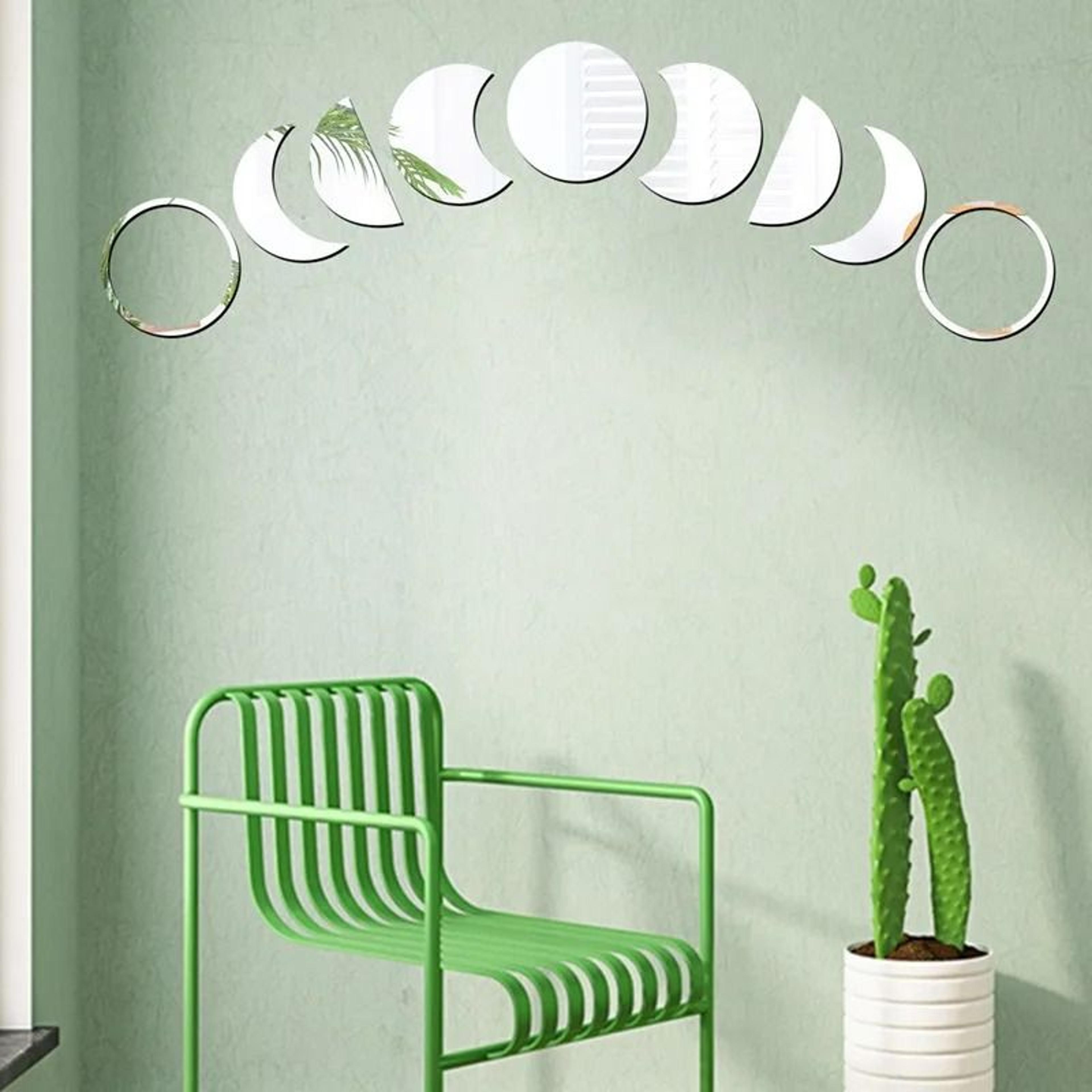 lunar eclipse 9 piece acrylic wall mirror set – celestial moon phase decorative wall art decals