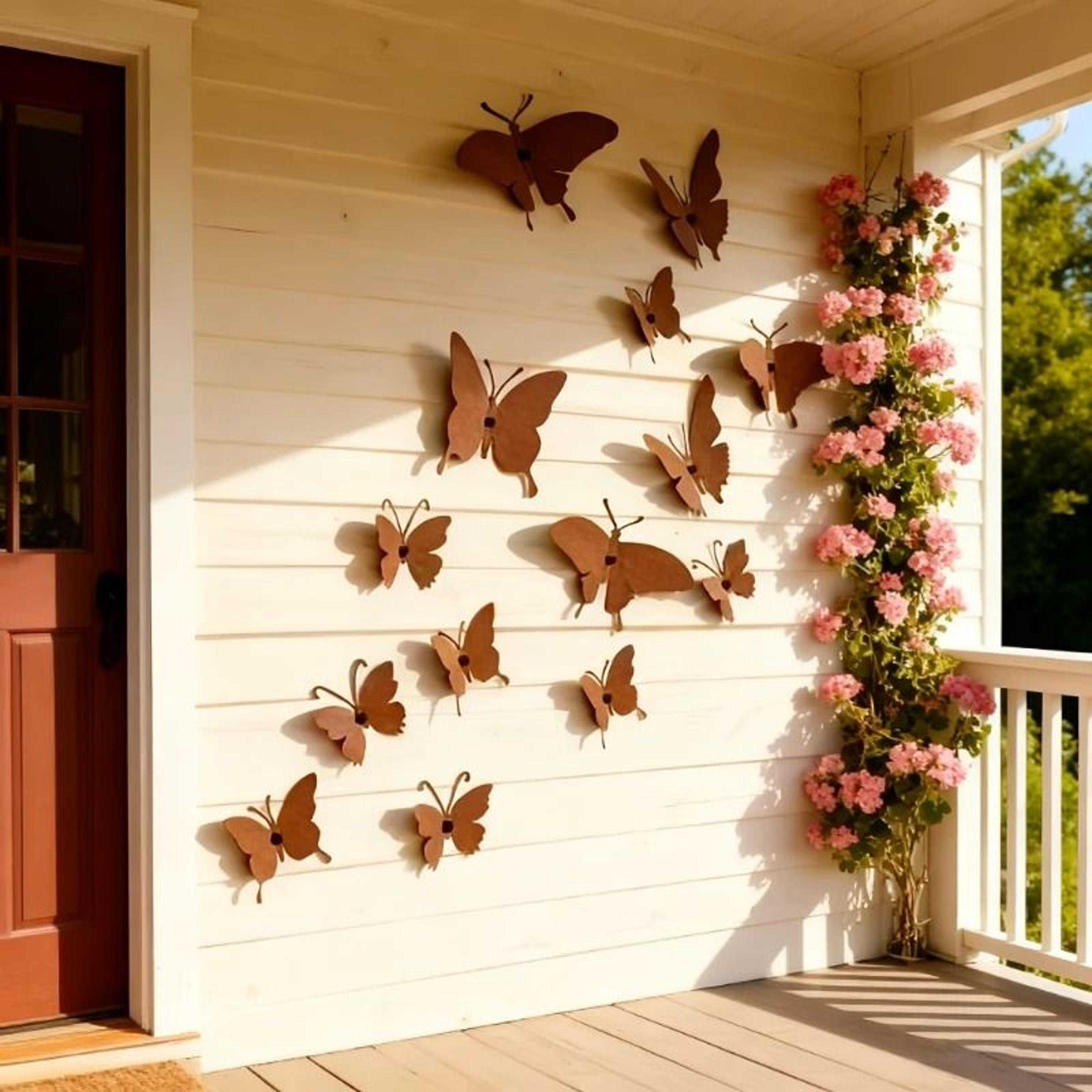 metal butterfly garden wall art – outdoor hanging fence decoration for patio and yard