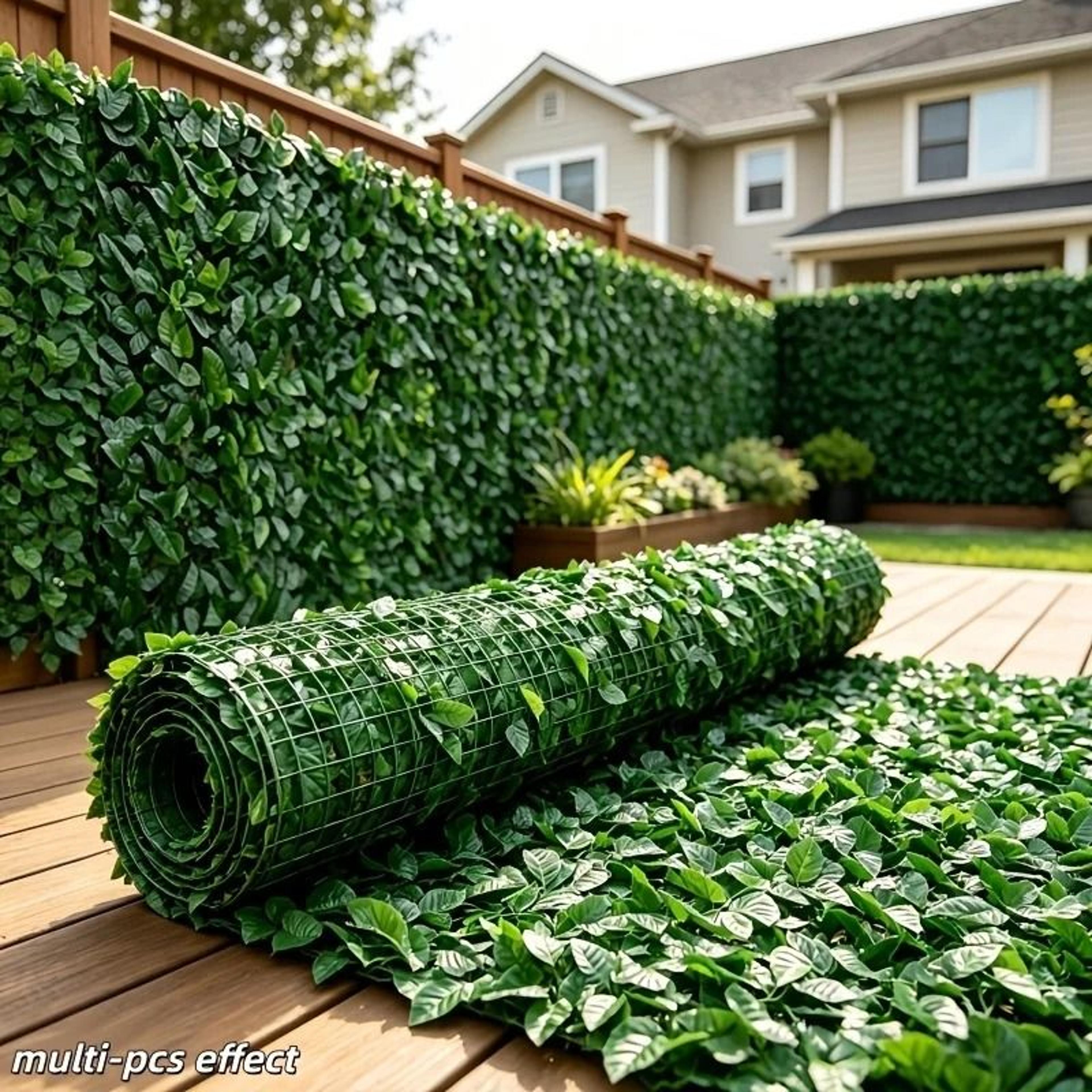 artificial green leaf privacy fence screen – decorative plastic hedging roll for balcony and porch