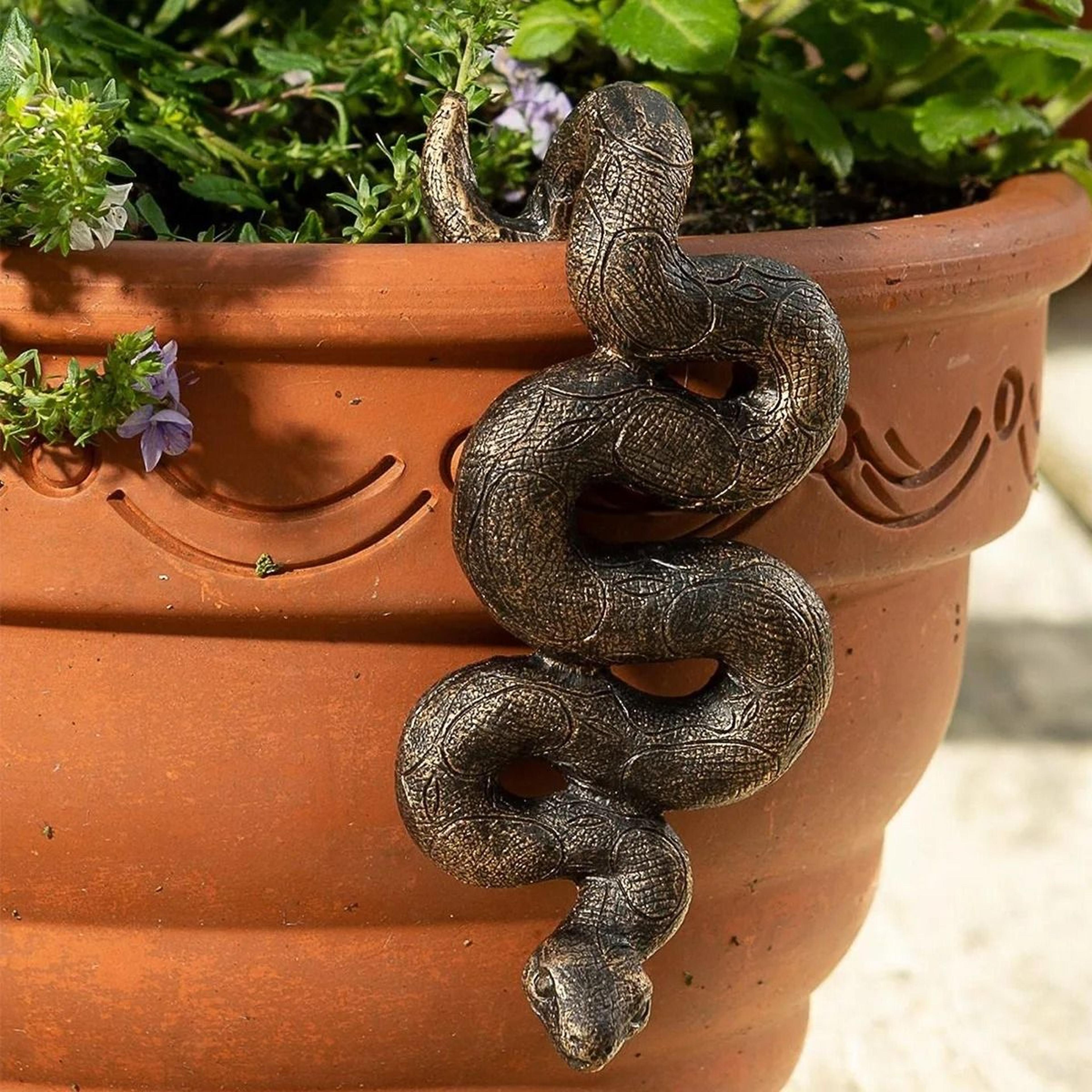 vintage snake plant pot hanger decor – handcrafted resin snake figurine for planters and patio