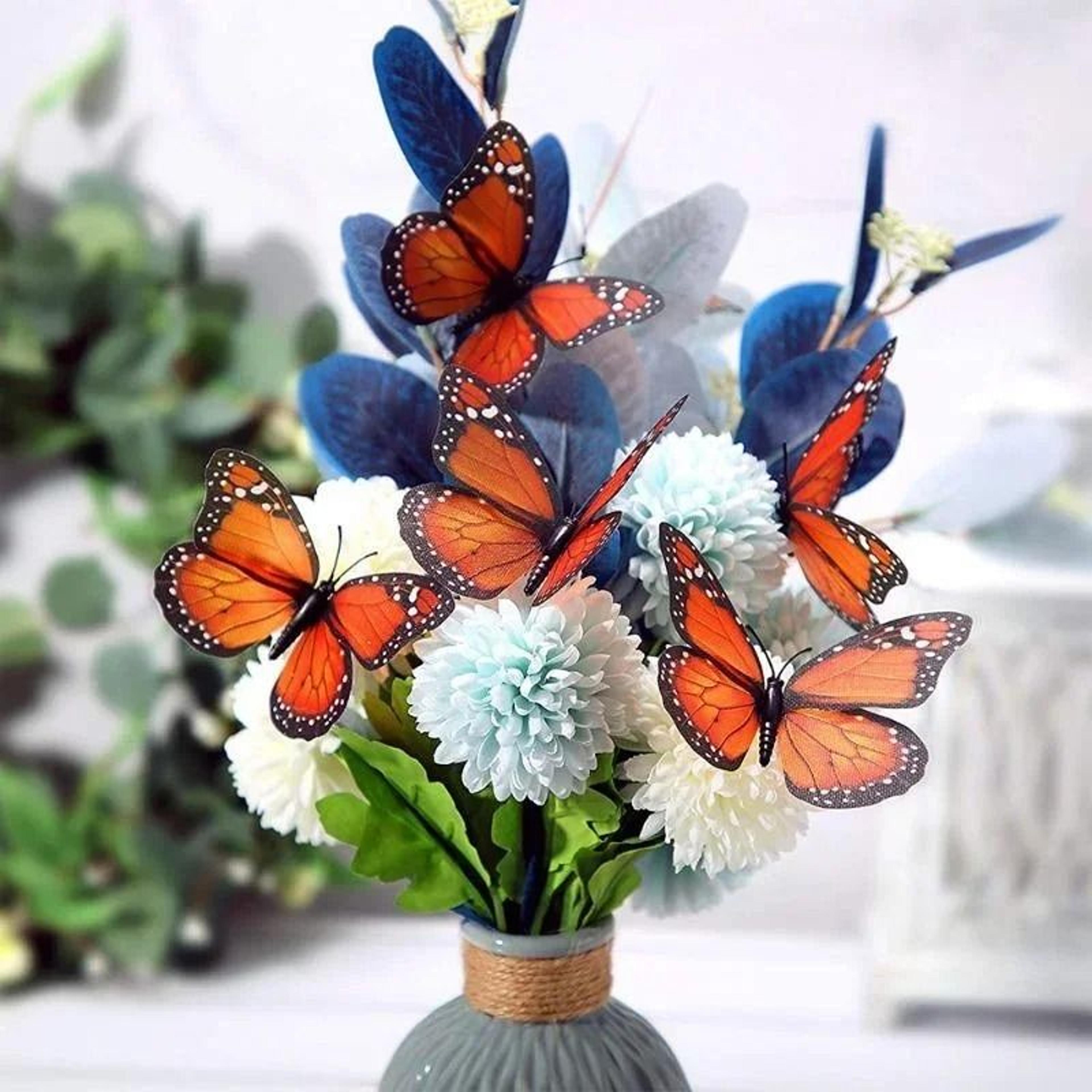 10pcs 3d monarch butterfly stickers fake artificial butterflies for crafts bedroom wall decor and wedding parties
