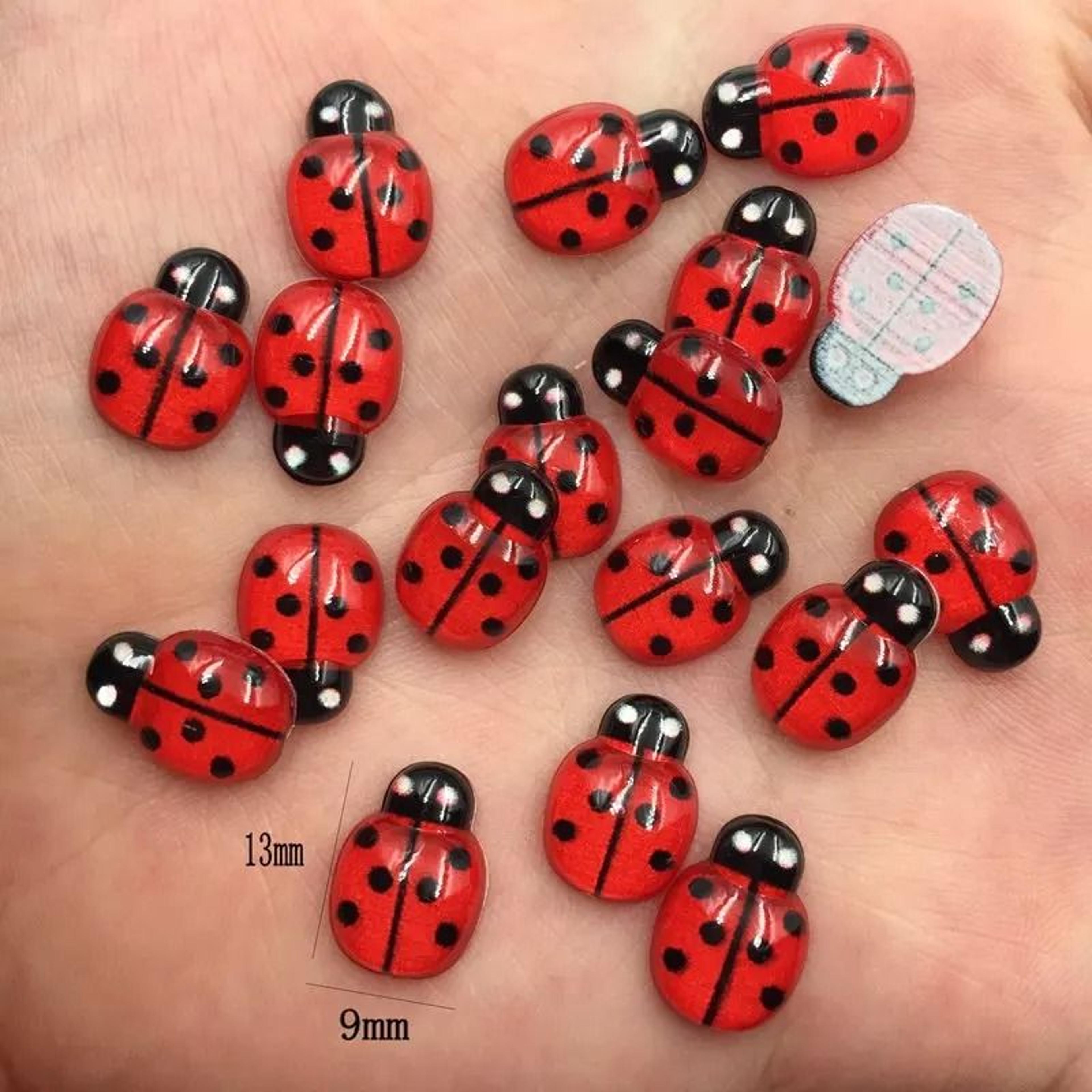60 pcs 0.35 x 0.51 inch resin mini cute red beetle ladybug flatback cabochons diy scrapbook craft decor