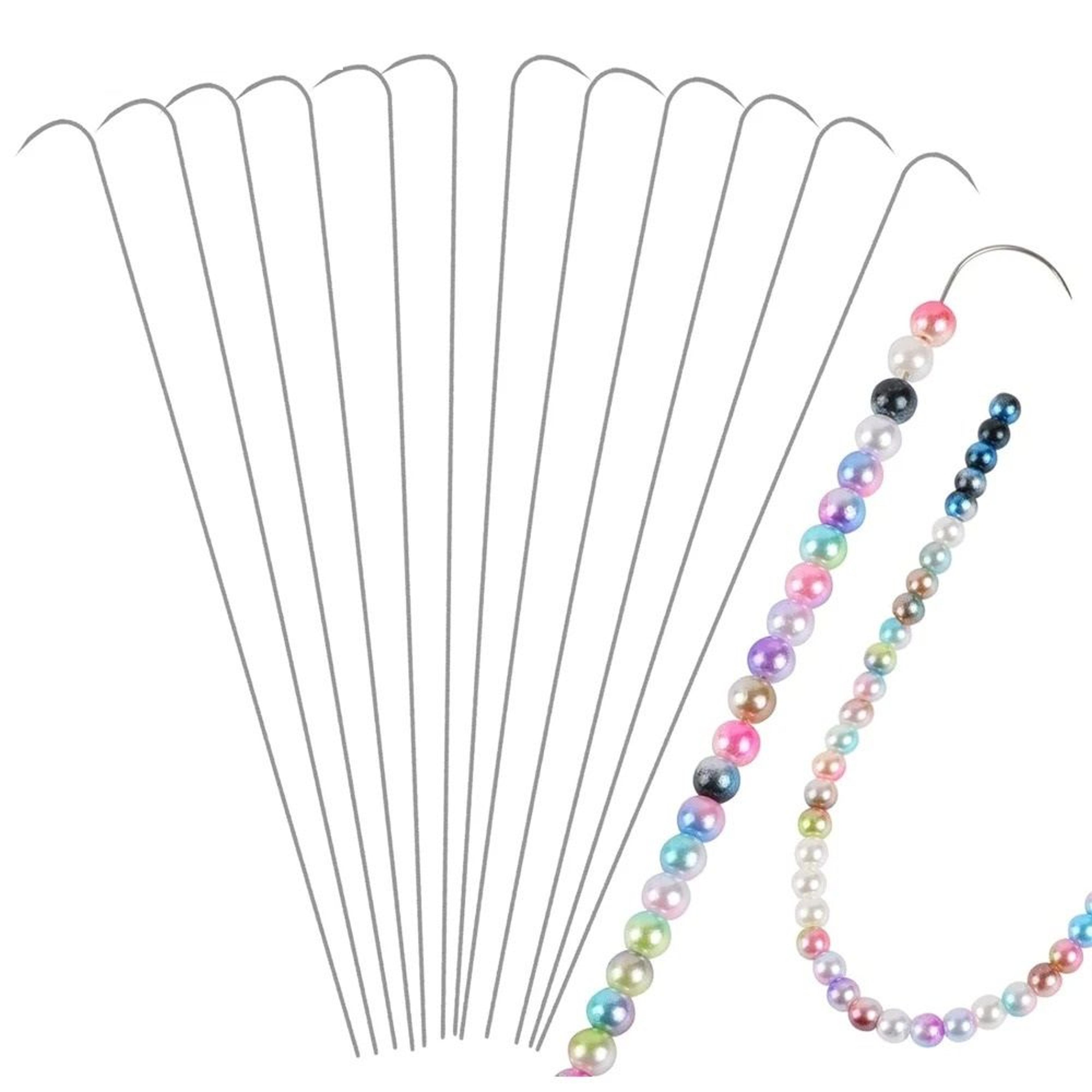 12 pieces curved beading needles kit stainless steel bead spinner needles tool