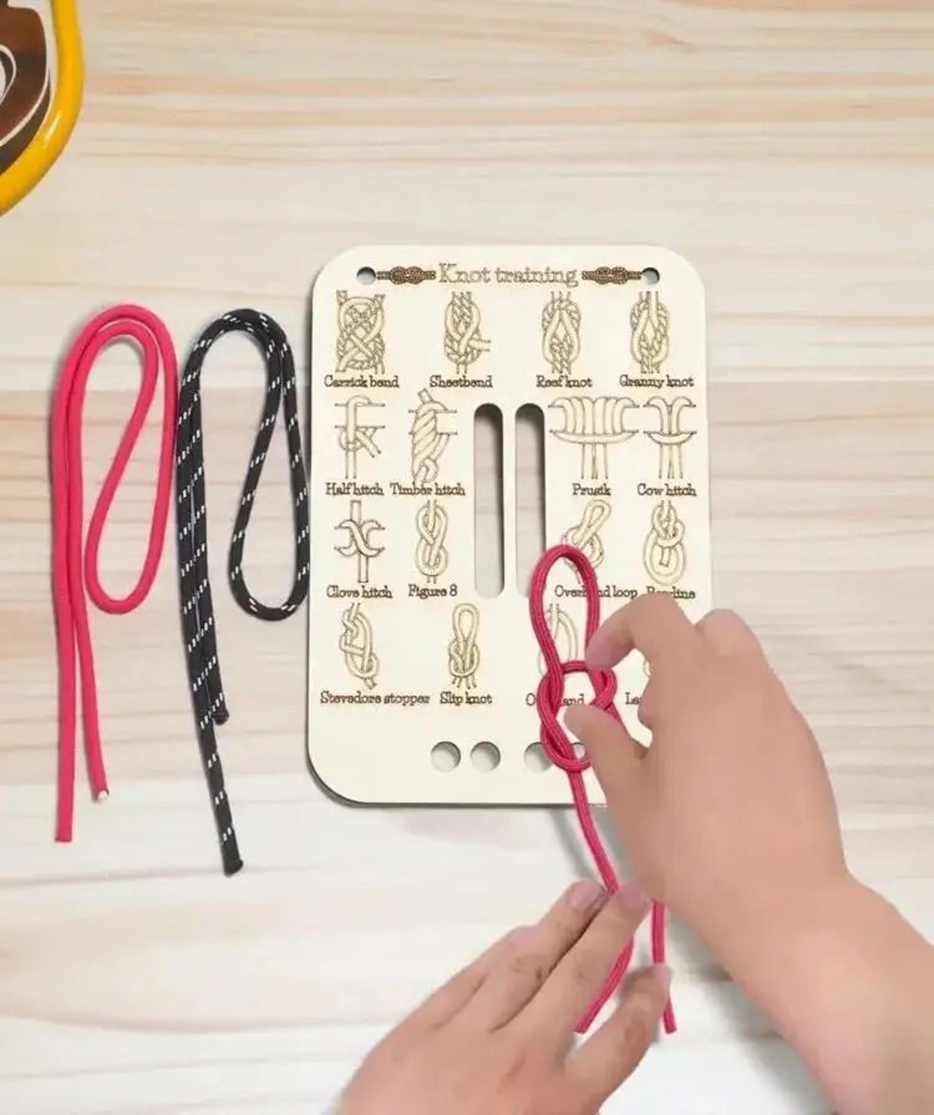 knot tying training board with rope practice kit for outdoor survival and camping