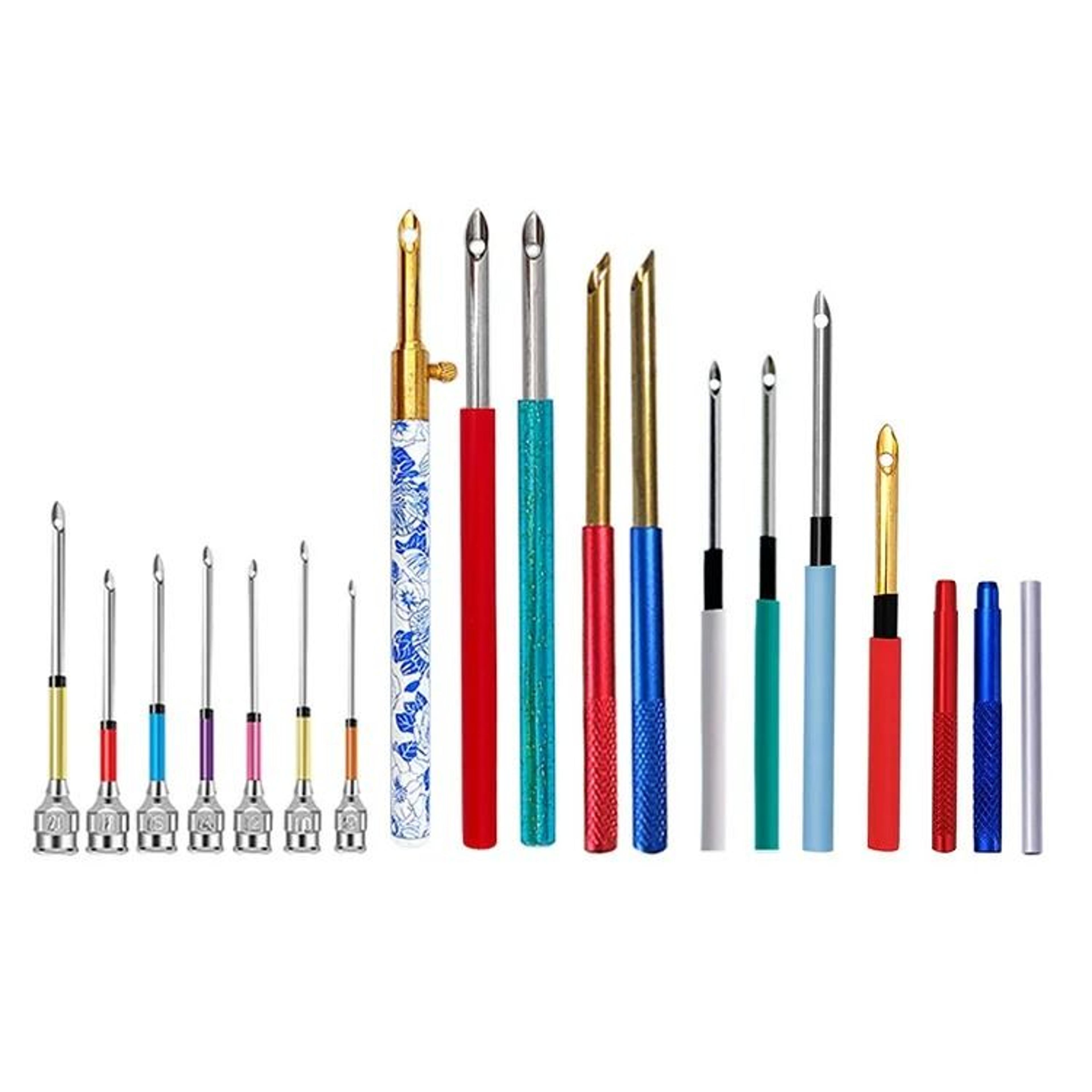 punch needle embroidery stitching tool kit with wire needle threaders