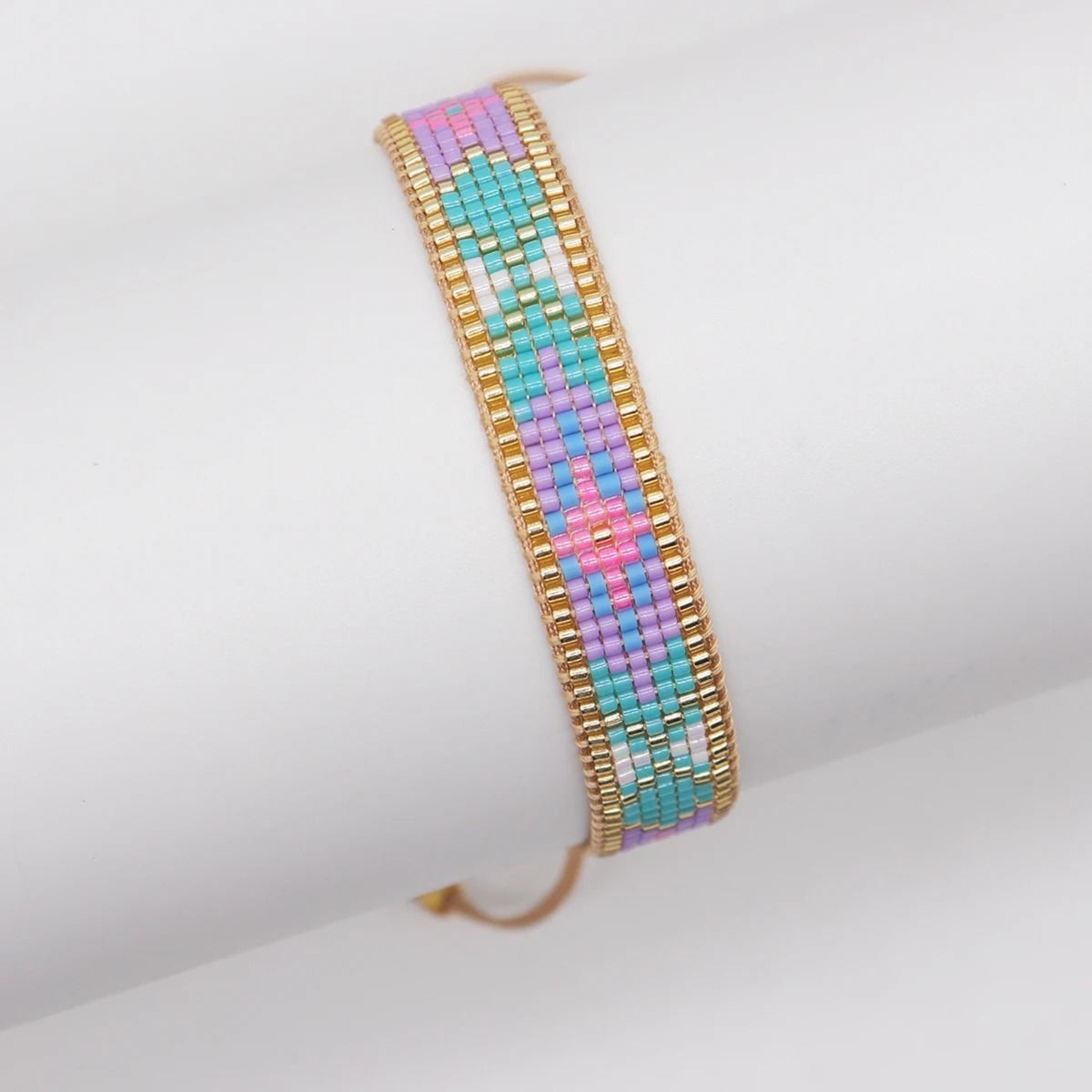 handmade colorful rainbow beaded adjustable boho friendship bracelet jewelry