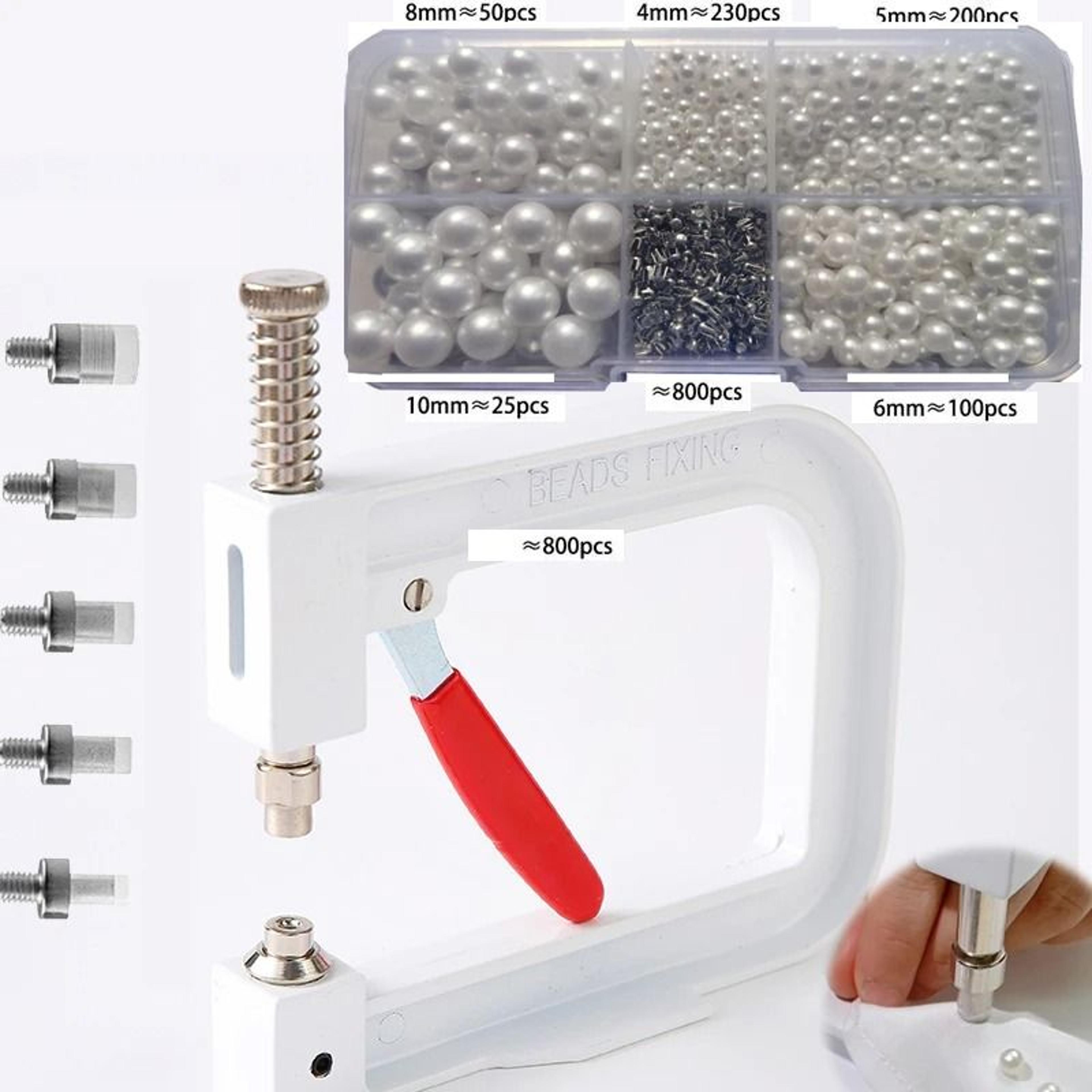 handmade pearl setting machine inlay tool with round pearl beads and rivet studs