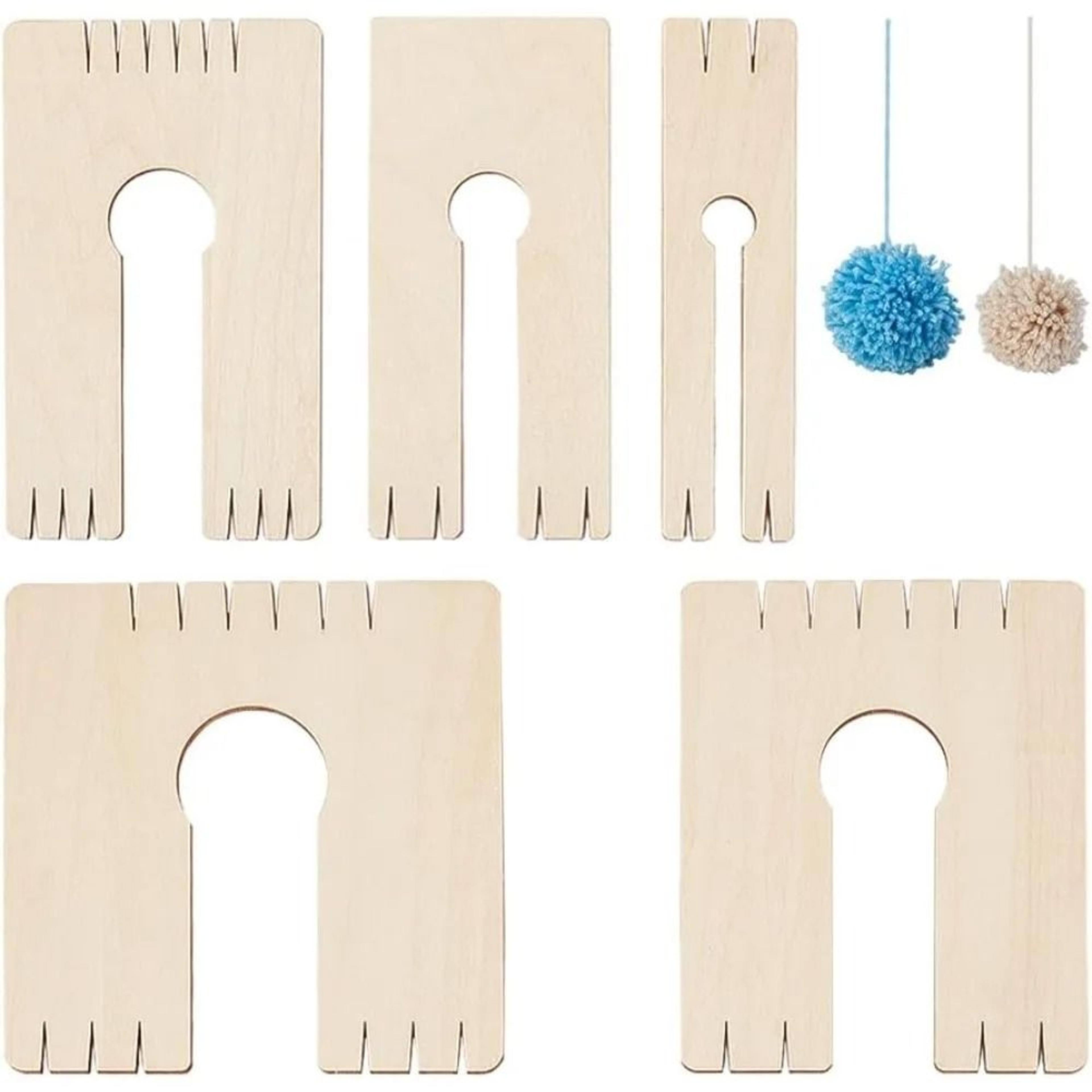 5 piece wooden tassel and mini pom-pom loom board set for fiber crafts and jewelry
