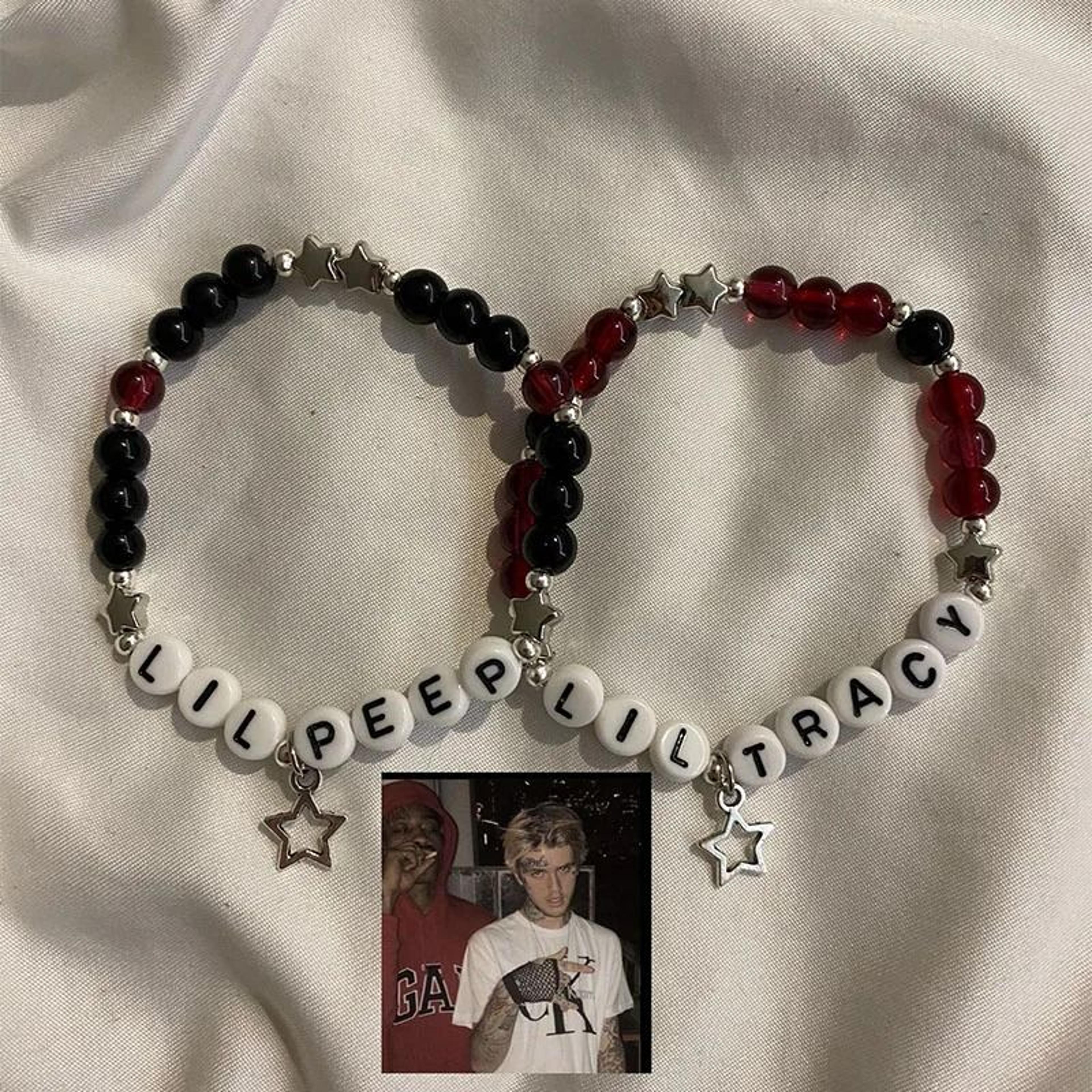 goth music artist themed beaded bracelet set for handmade fan jewelry