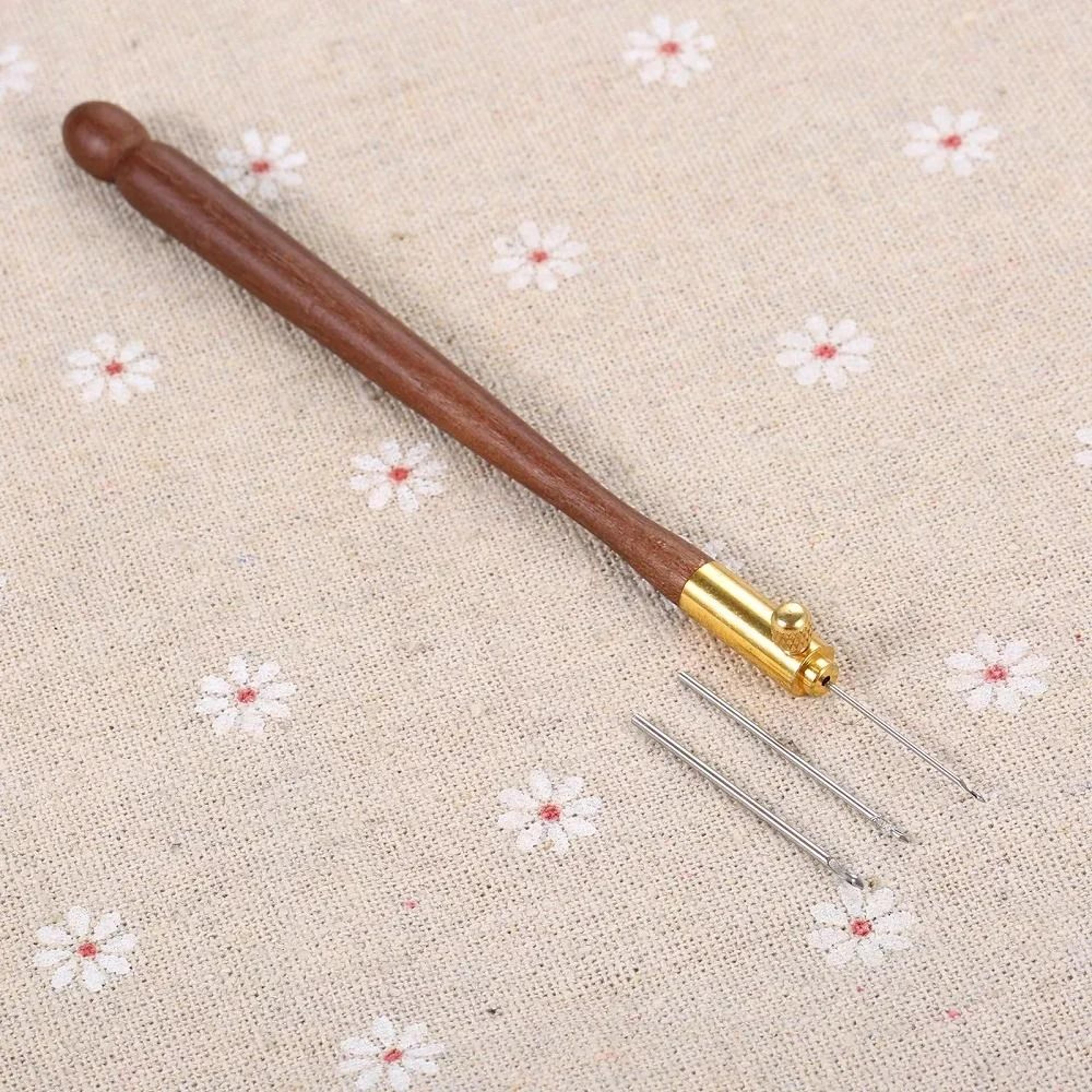 tambour crochet hook set with handle and 3 needles for luneville bead embroidery