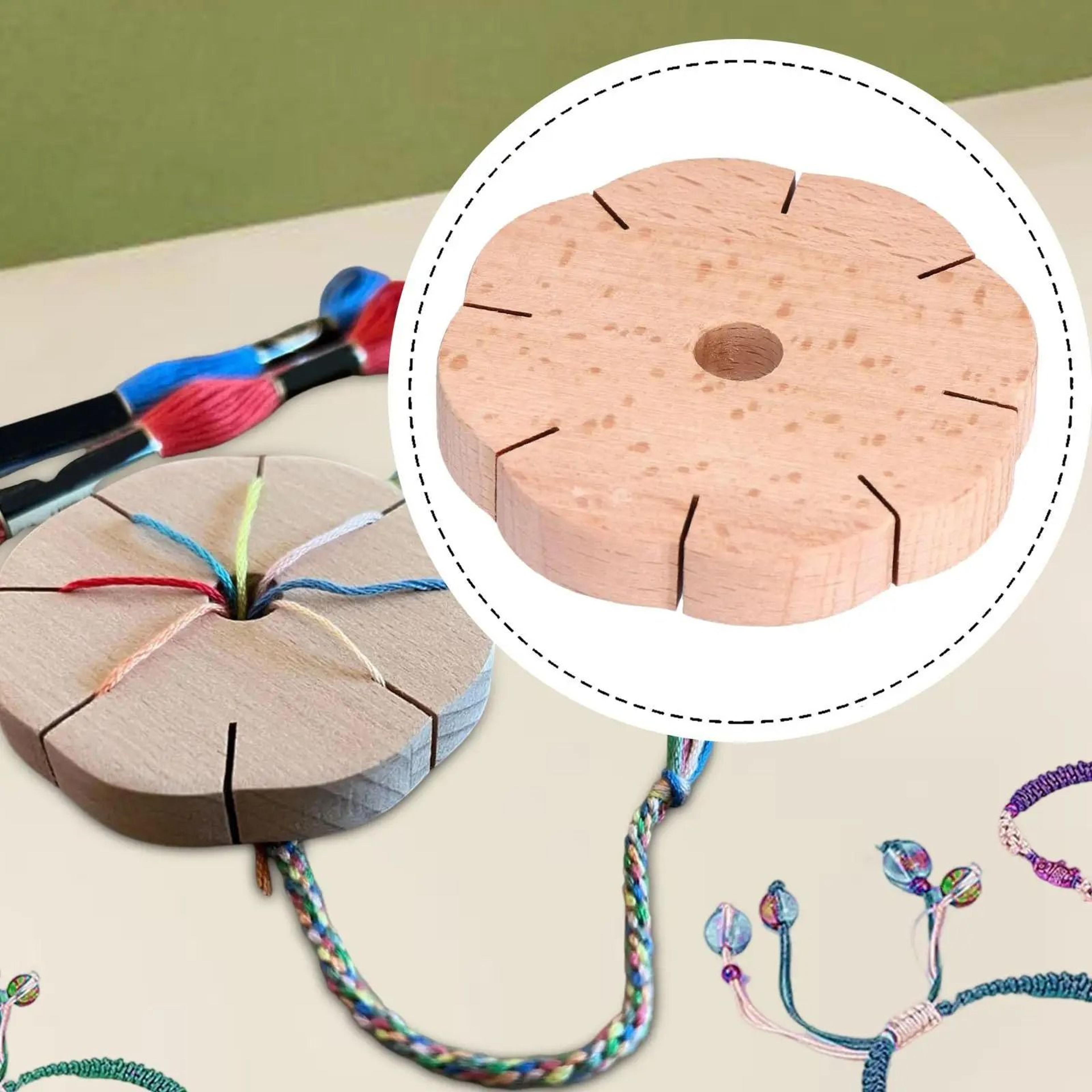 wooden round kumihimo disk 8 slot braiding loom and beading plate for diy jewelry
