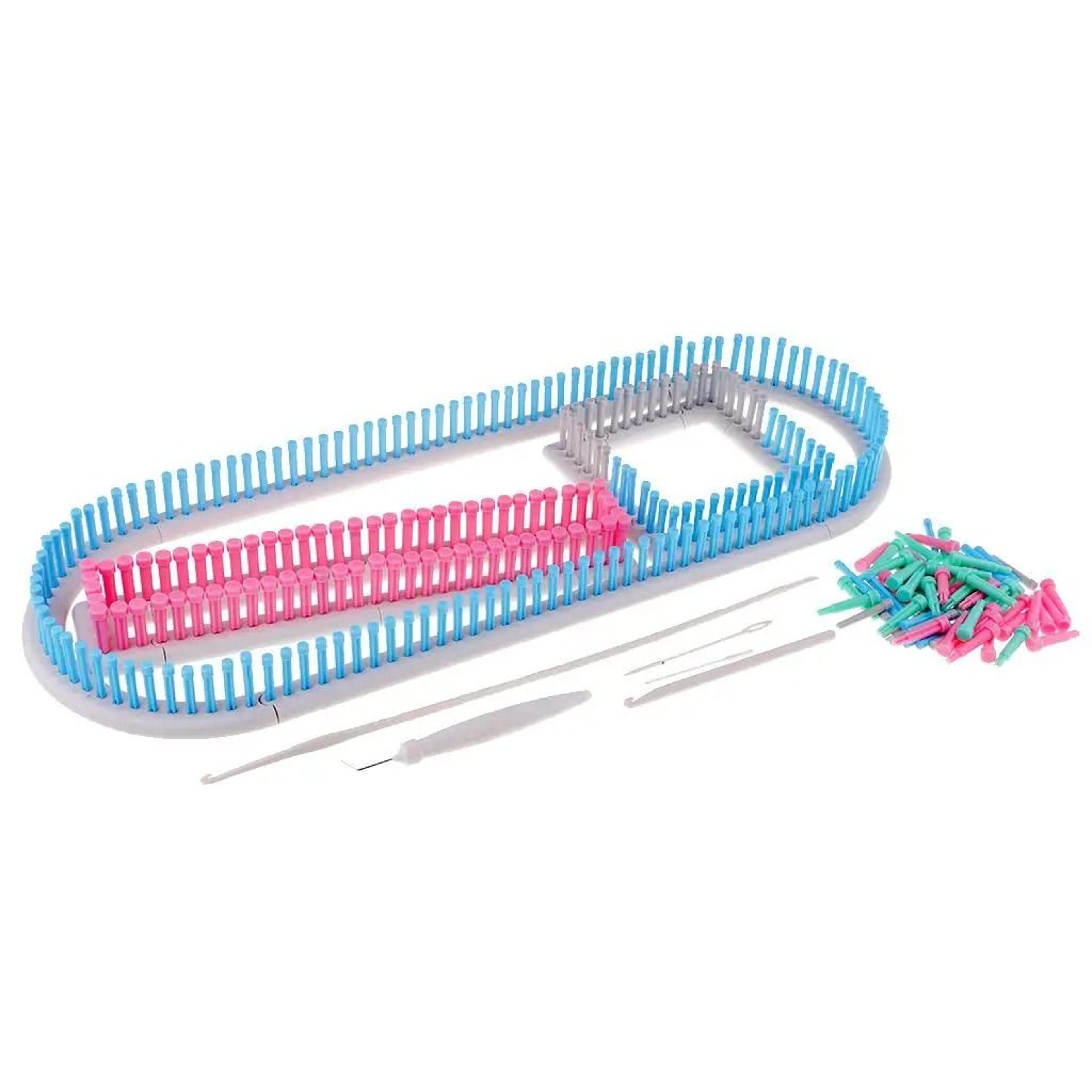long knitting board loom set with craft accessories for diy scarf, blanket, and sweater weaving