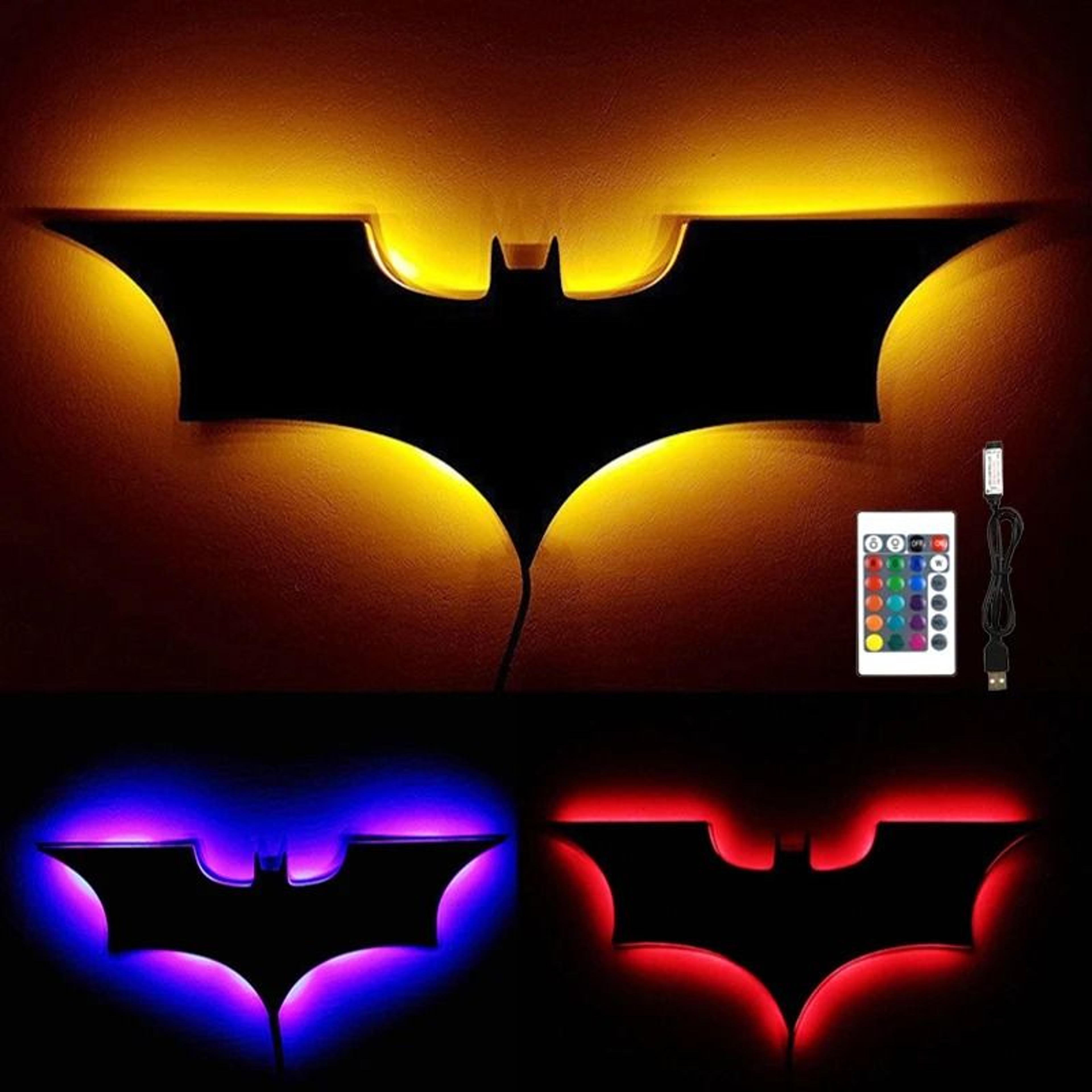 creative 3d bat rgb led mirror wall light with remote control for bedroom and living room