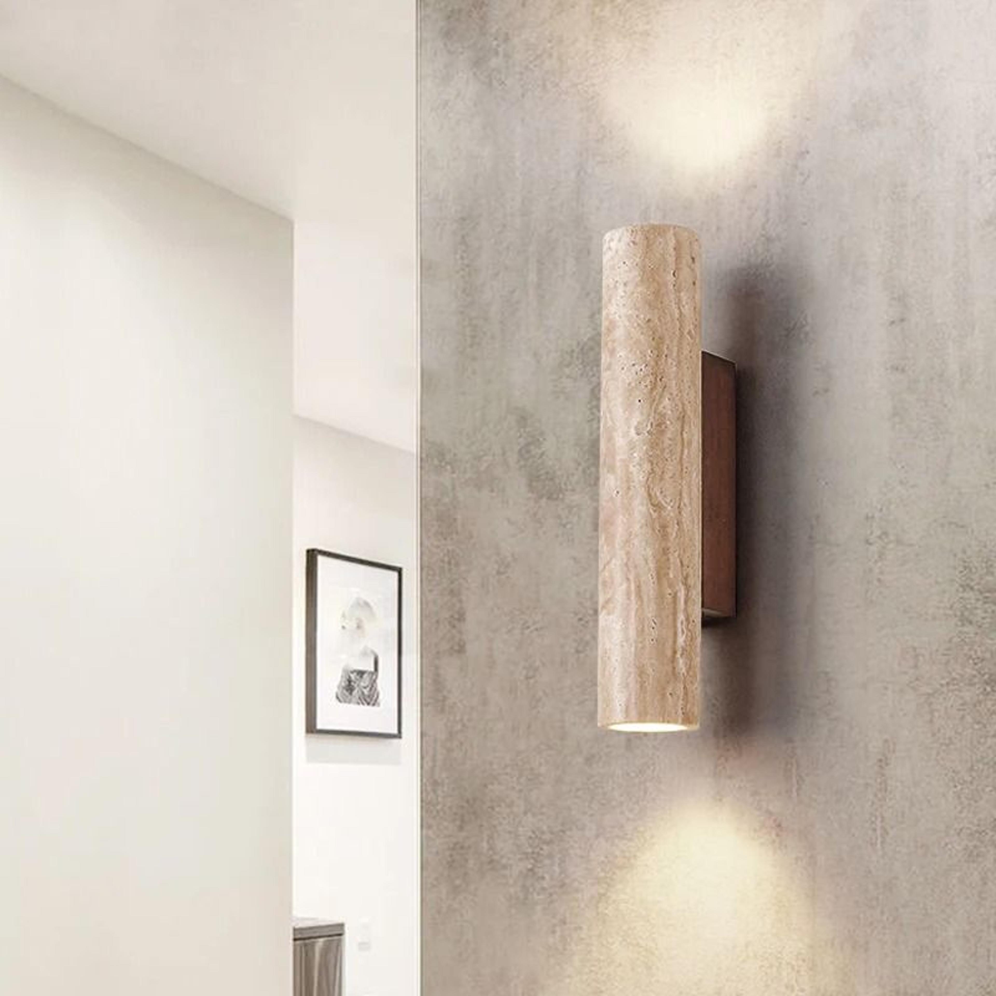 japanese wabi sabi taupe marble up down wall lamp for living room and bedroom