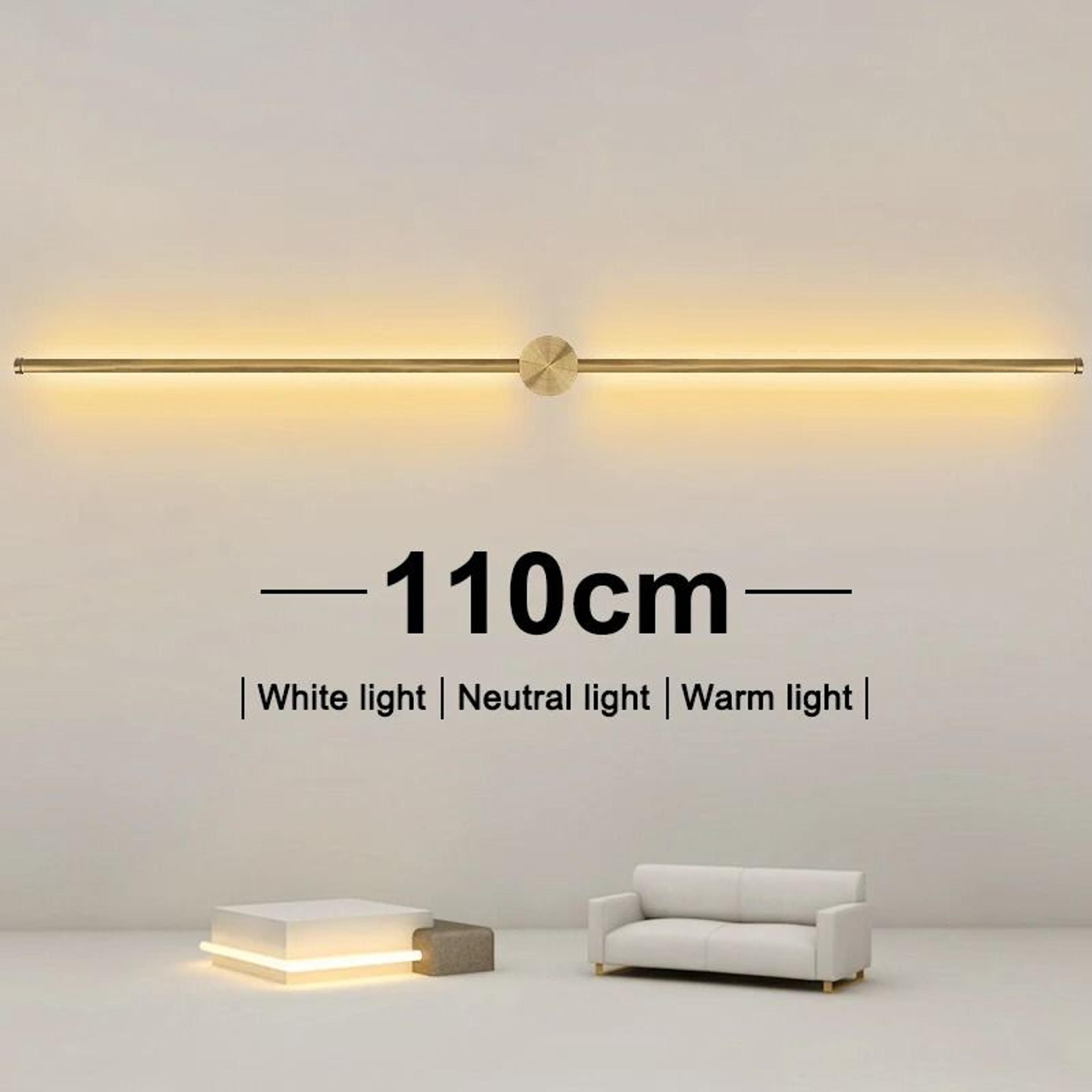 modern led linear wall sconce lamp in white and gold for bedroom, living room, and corridor