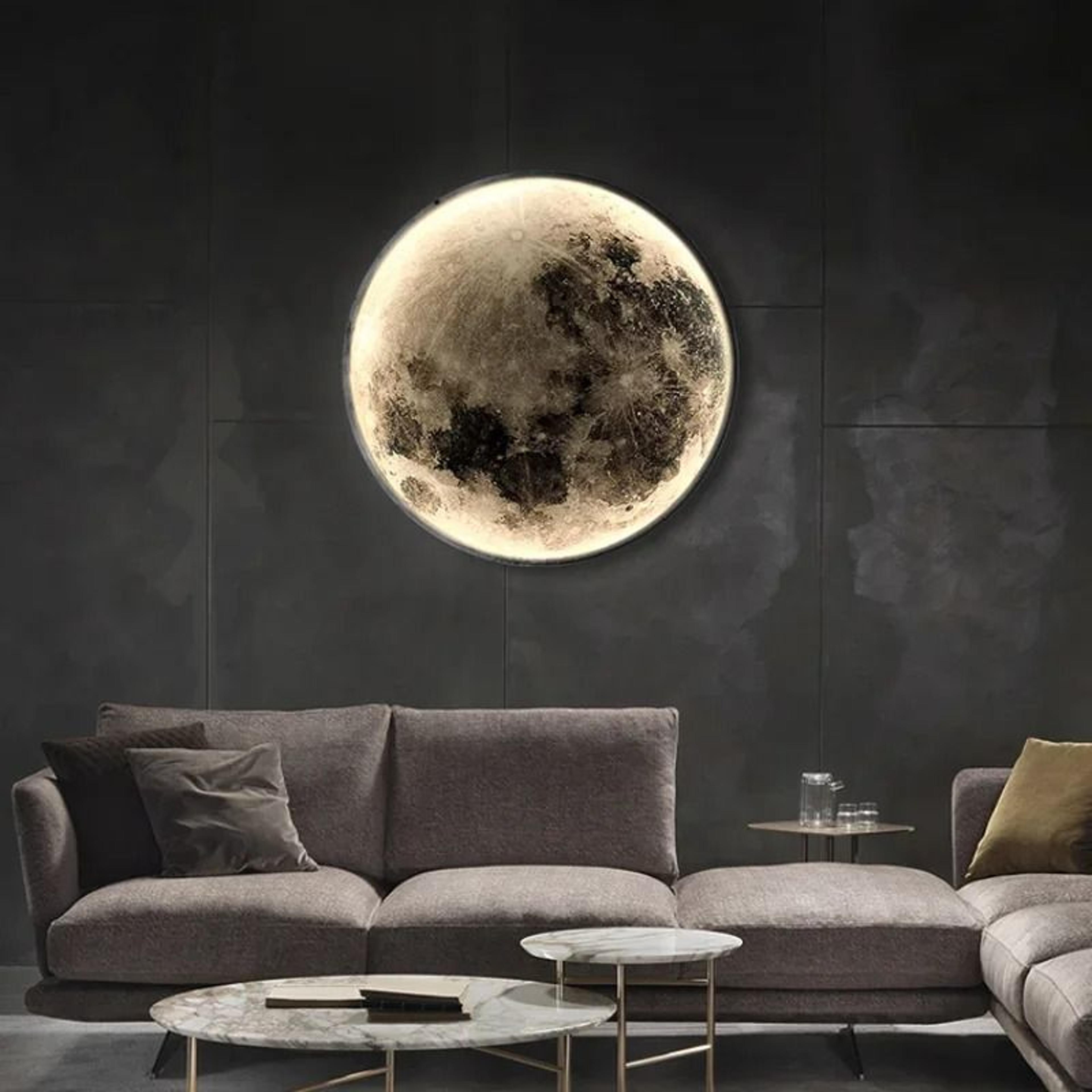 modern indoor moon led wall lamp for bedroom, living room, and entrance hall