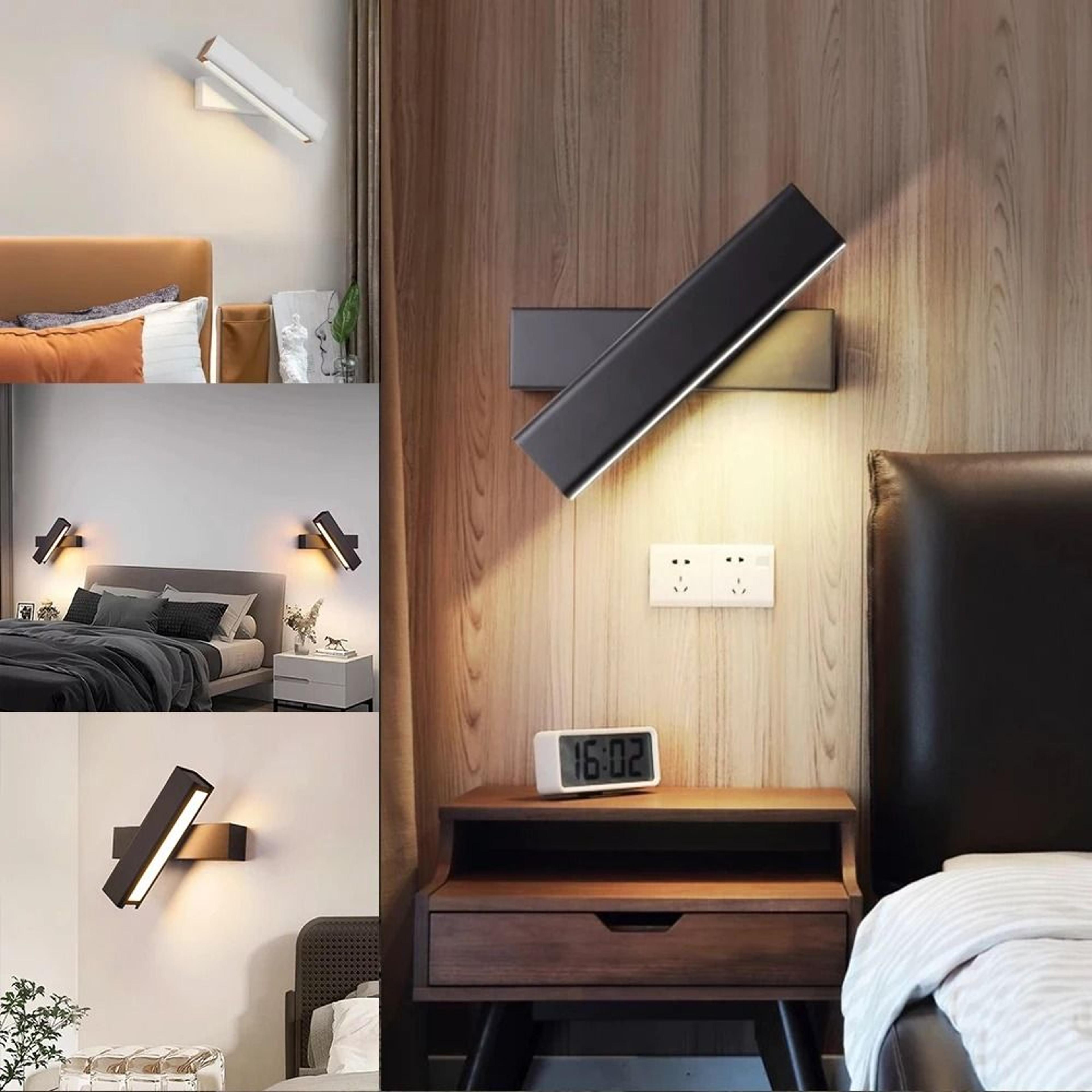 modern 350 degree rotatable led wall sconce lamp for bedroom bedside, living room, and corridor