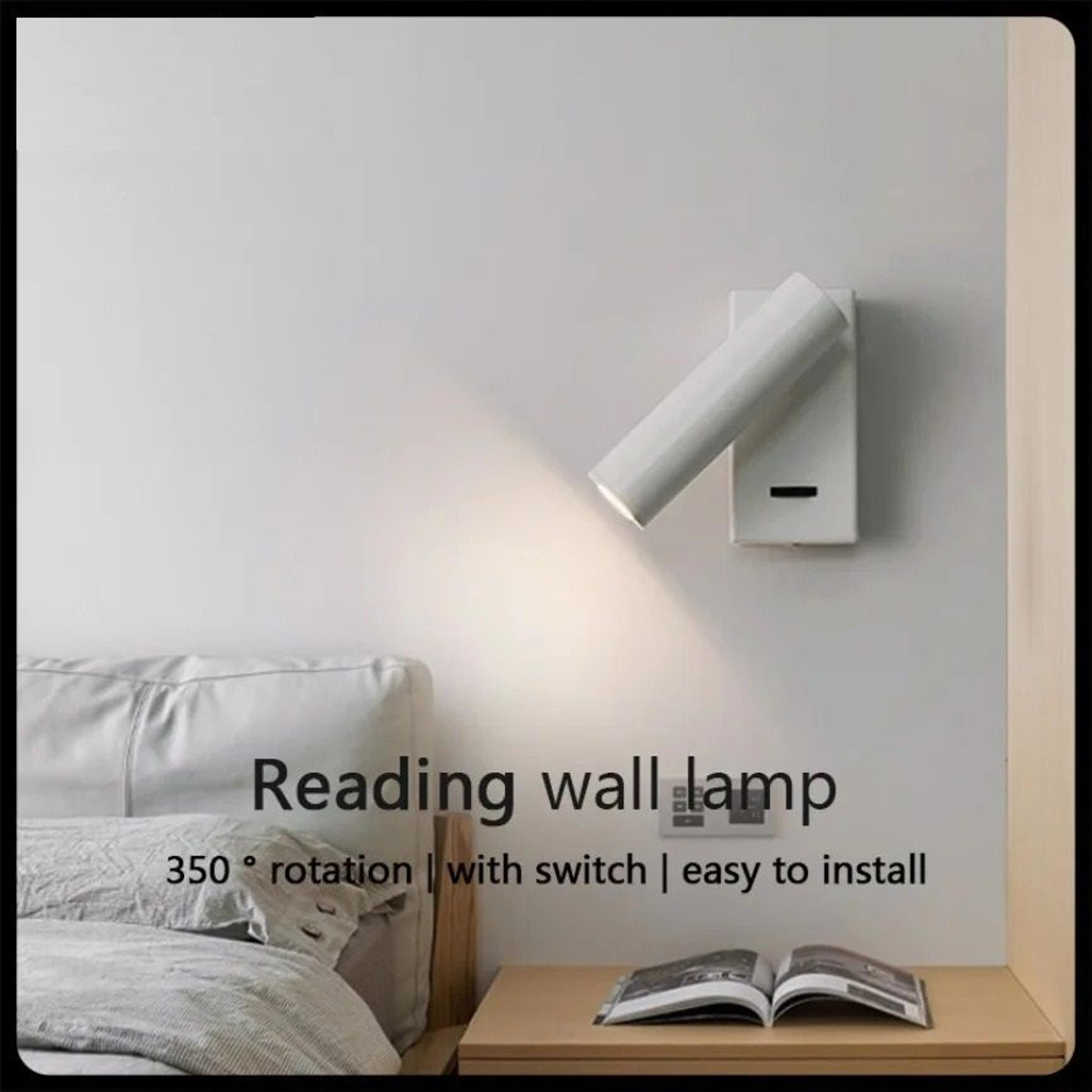 modern led wall reading lamp with usb charging port, switch, and rotatable head for bedside and living room