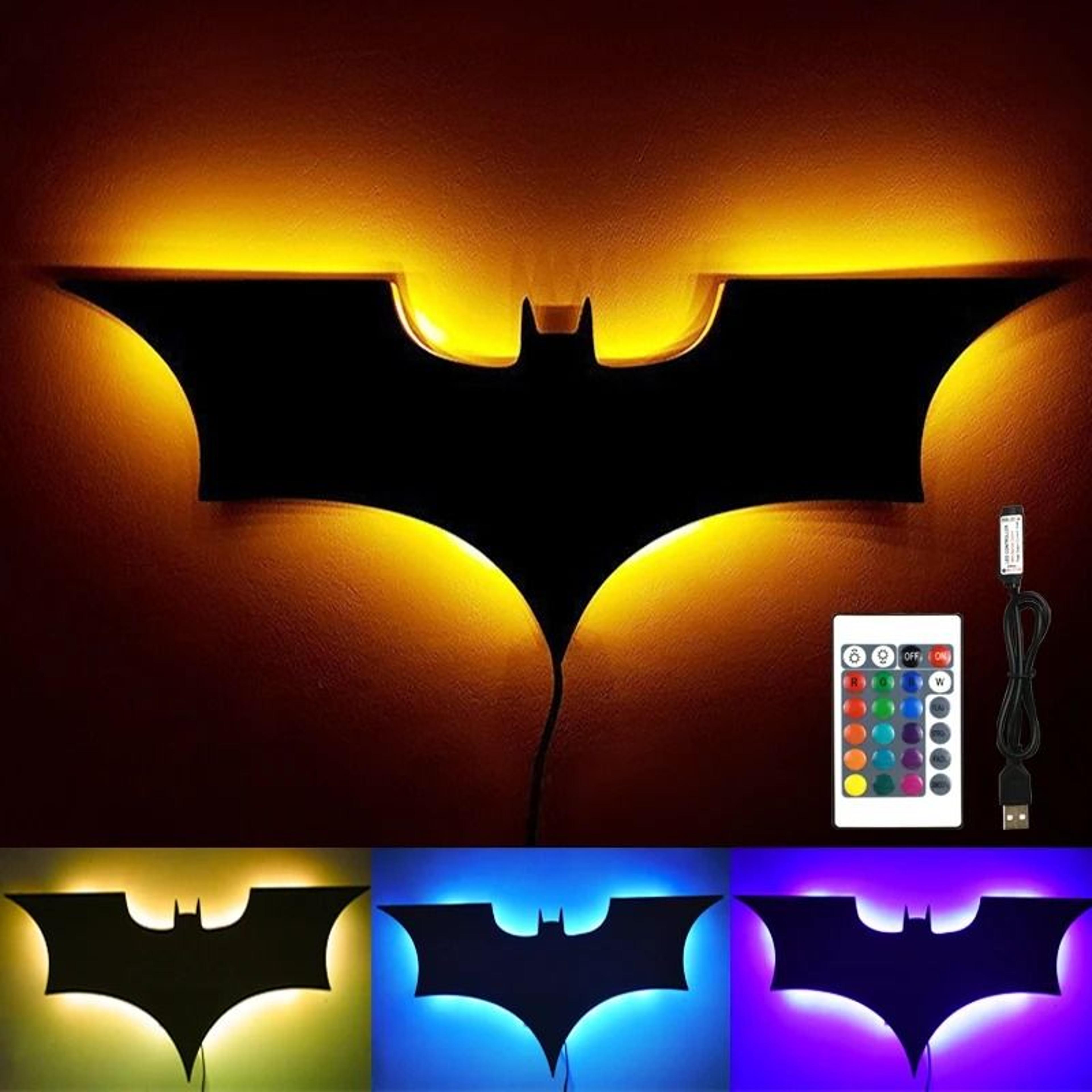 creative 3d bat led wall lamp mirror light with rgb remote control for bedroom, living room, and porch