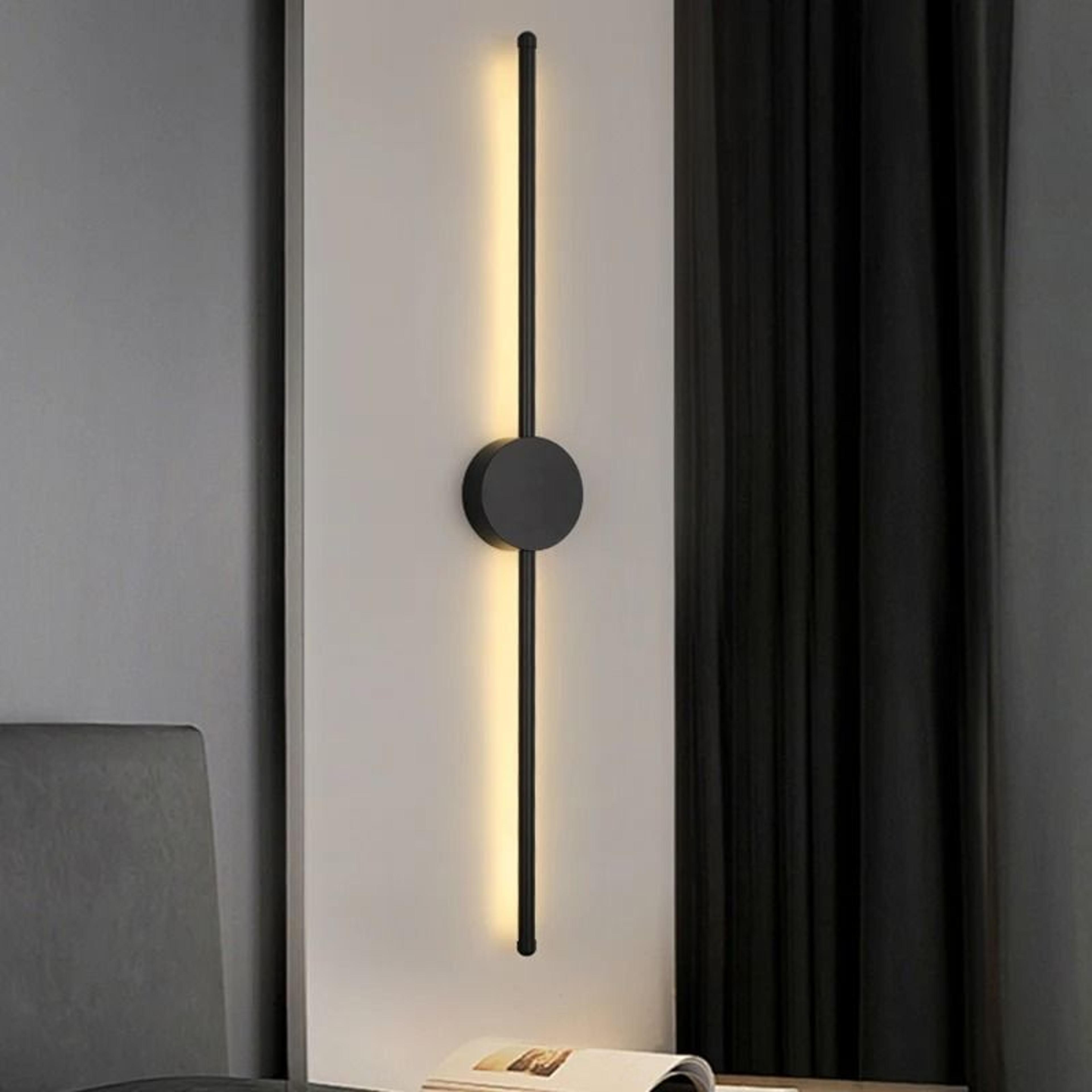 modern long black i shaped led wall light sconce for bedroom, living room, and corridor