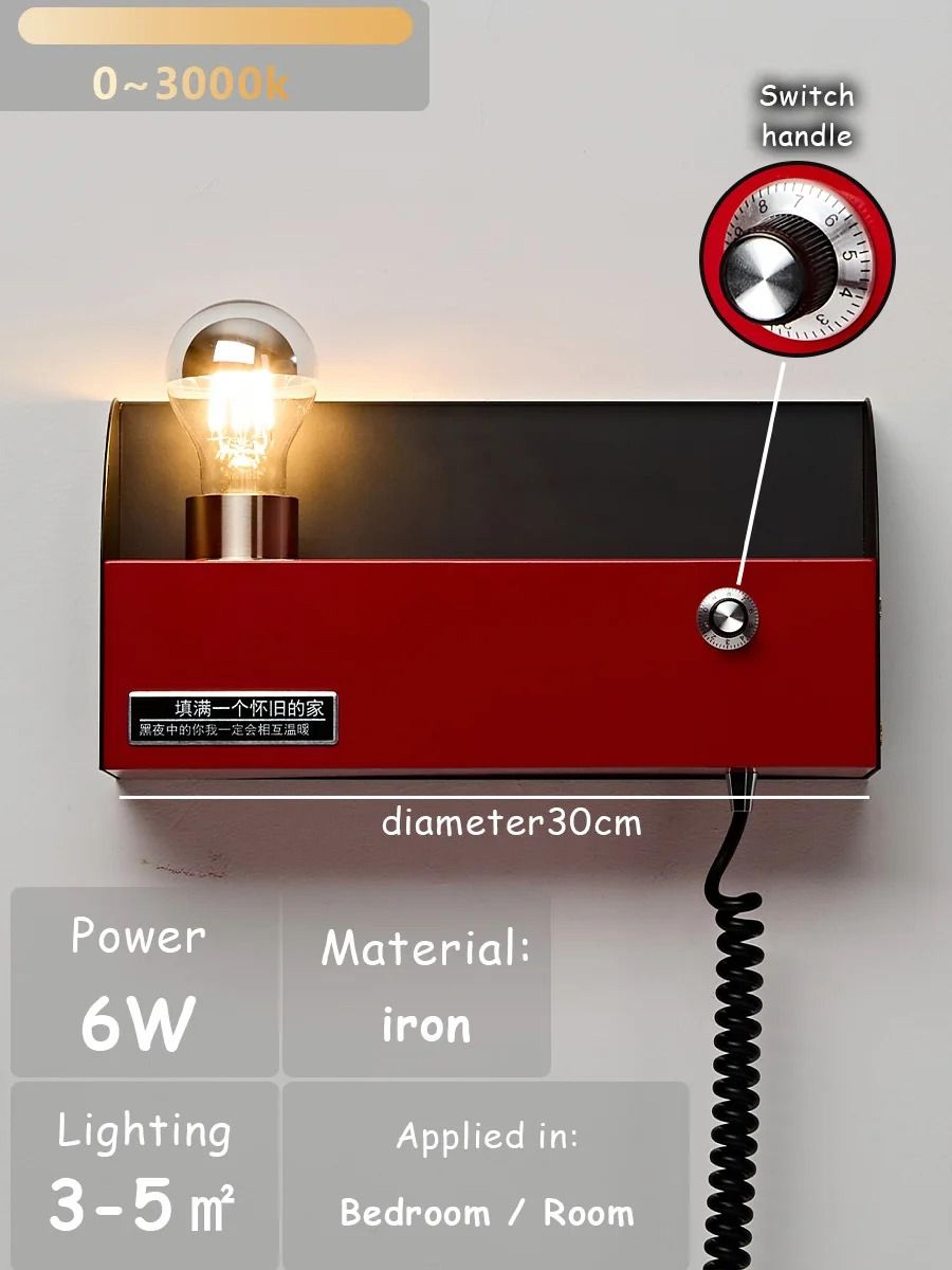 wiring free retro medieval atmosphere led wall lamp with integrated shelf and adjustable brightness