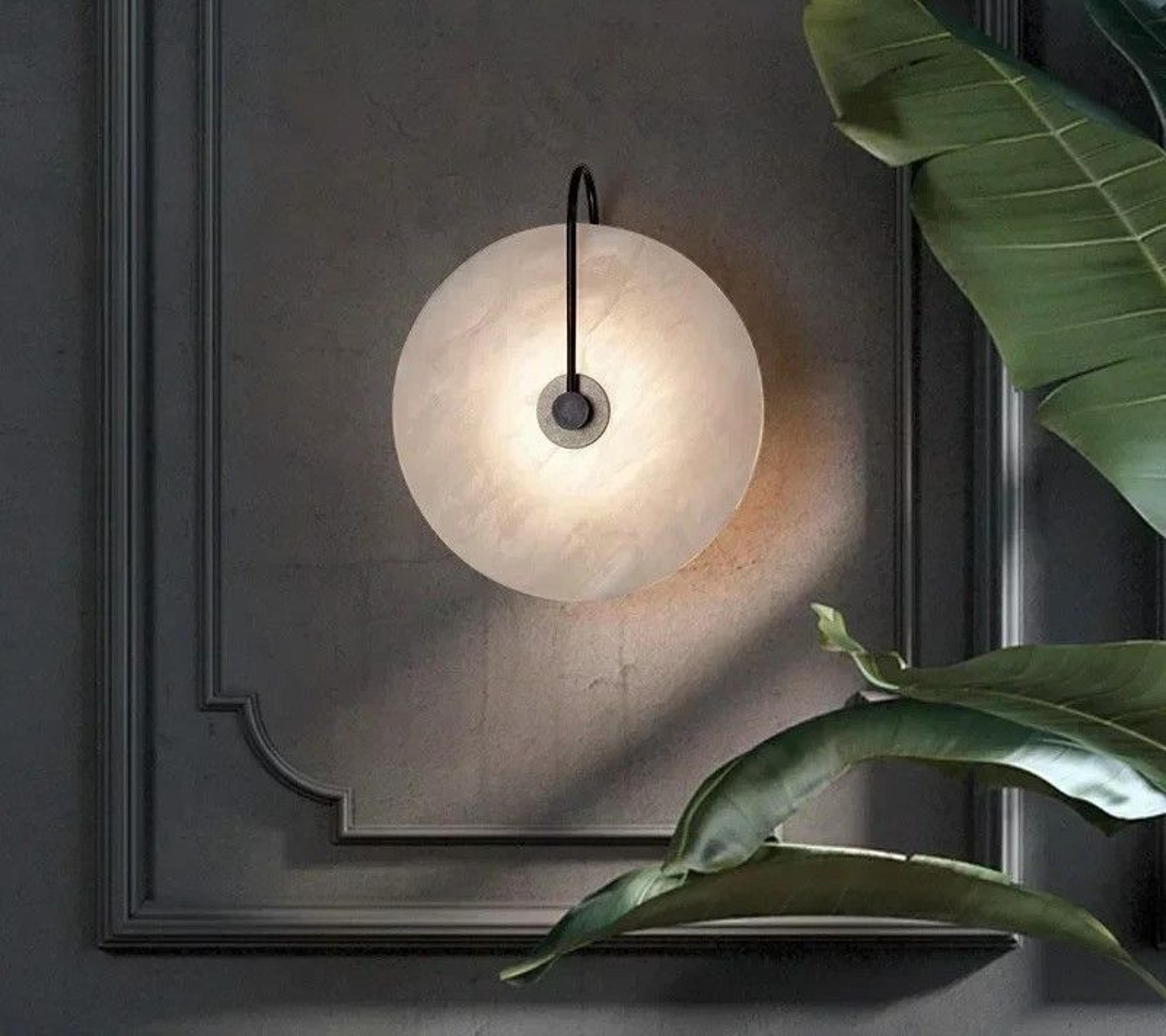modern nordic marble moon led wall sconce lamp for bedroom, bedside, and hotel decor