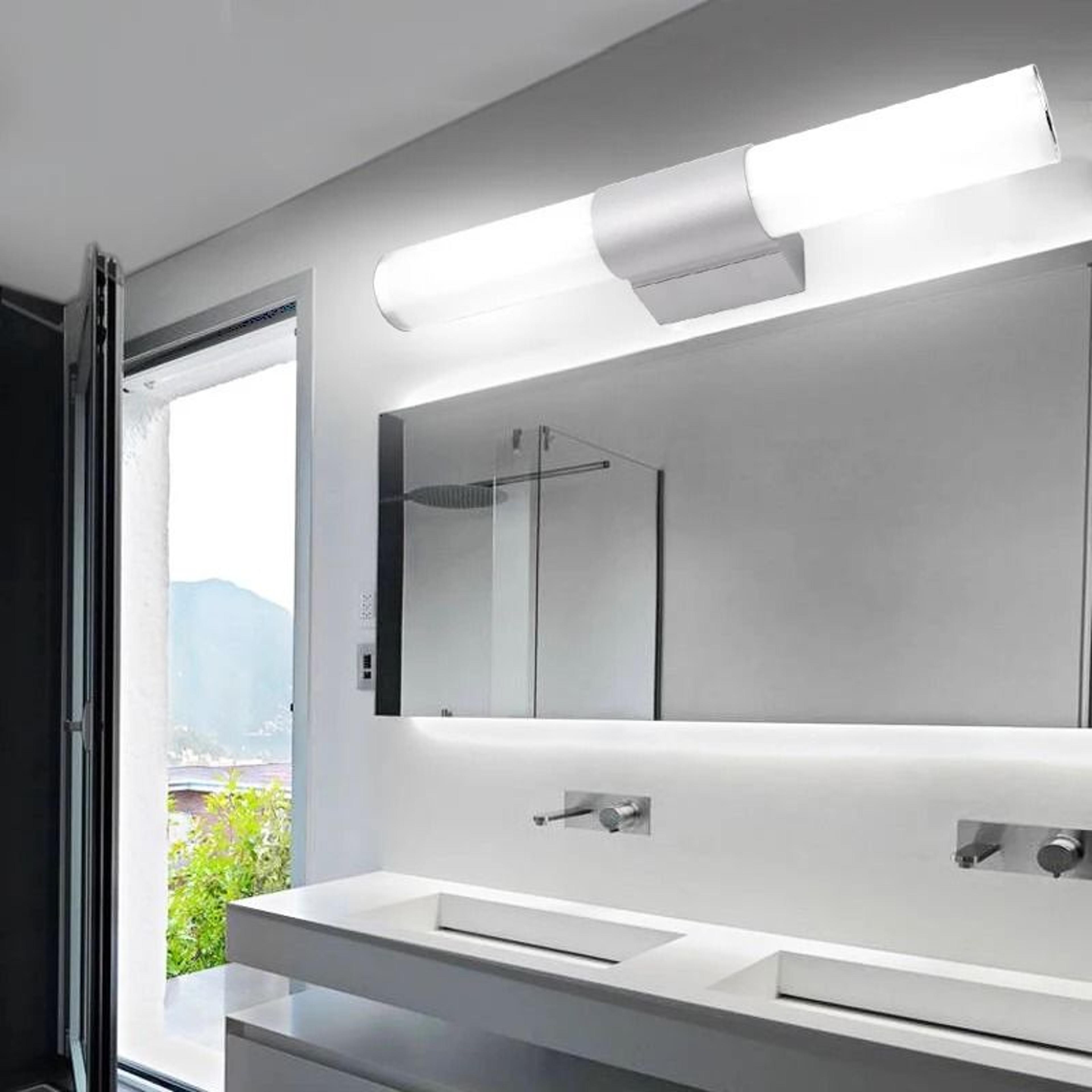 modern waterproof led bathroom mirror tube wall light in black and chrome